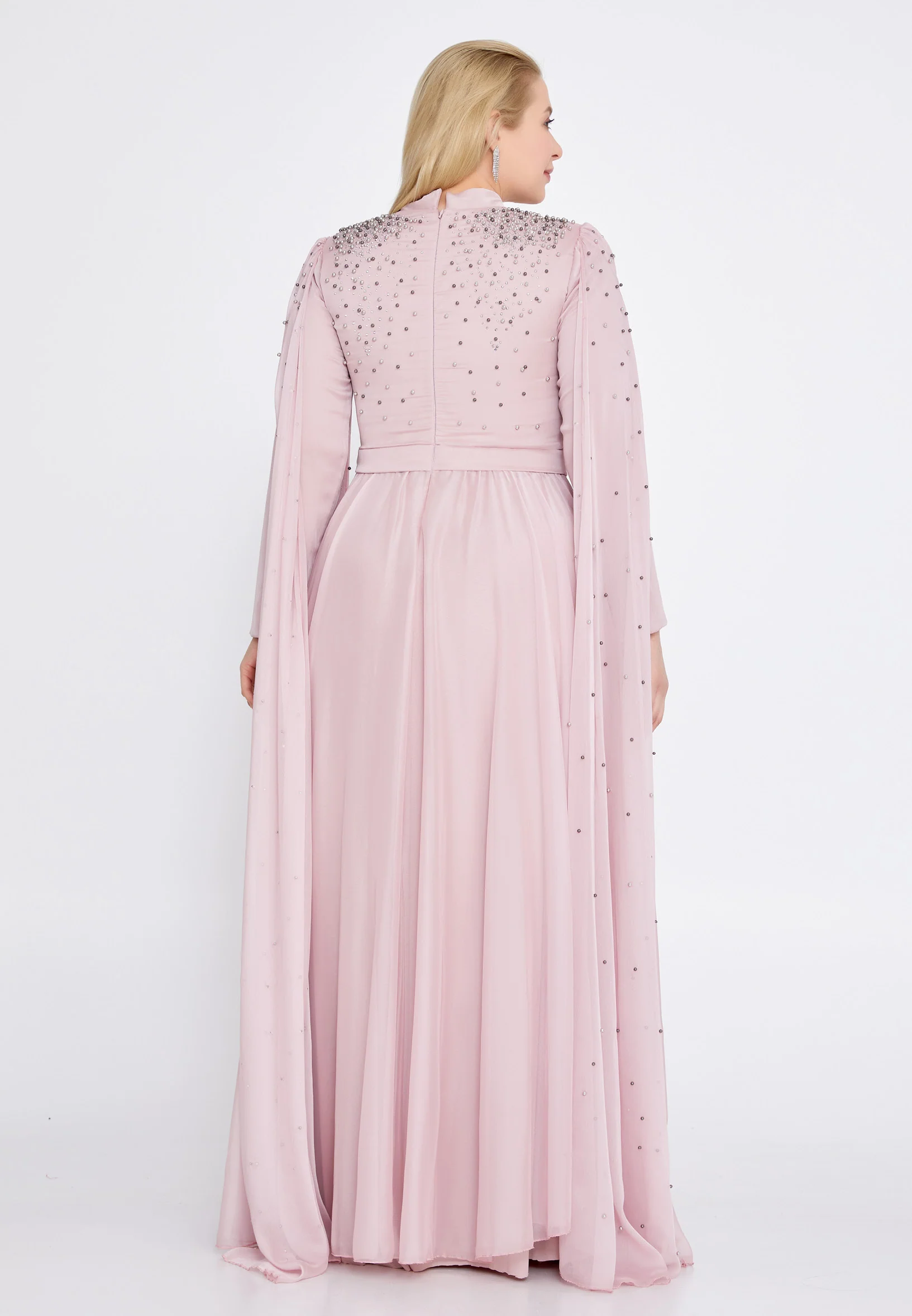 Long Sleeve Maxi Chiffon Column Plus Size Wedding Guest Dress gzk7012-1 - Image 14
