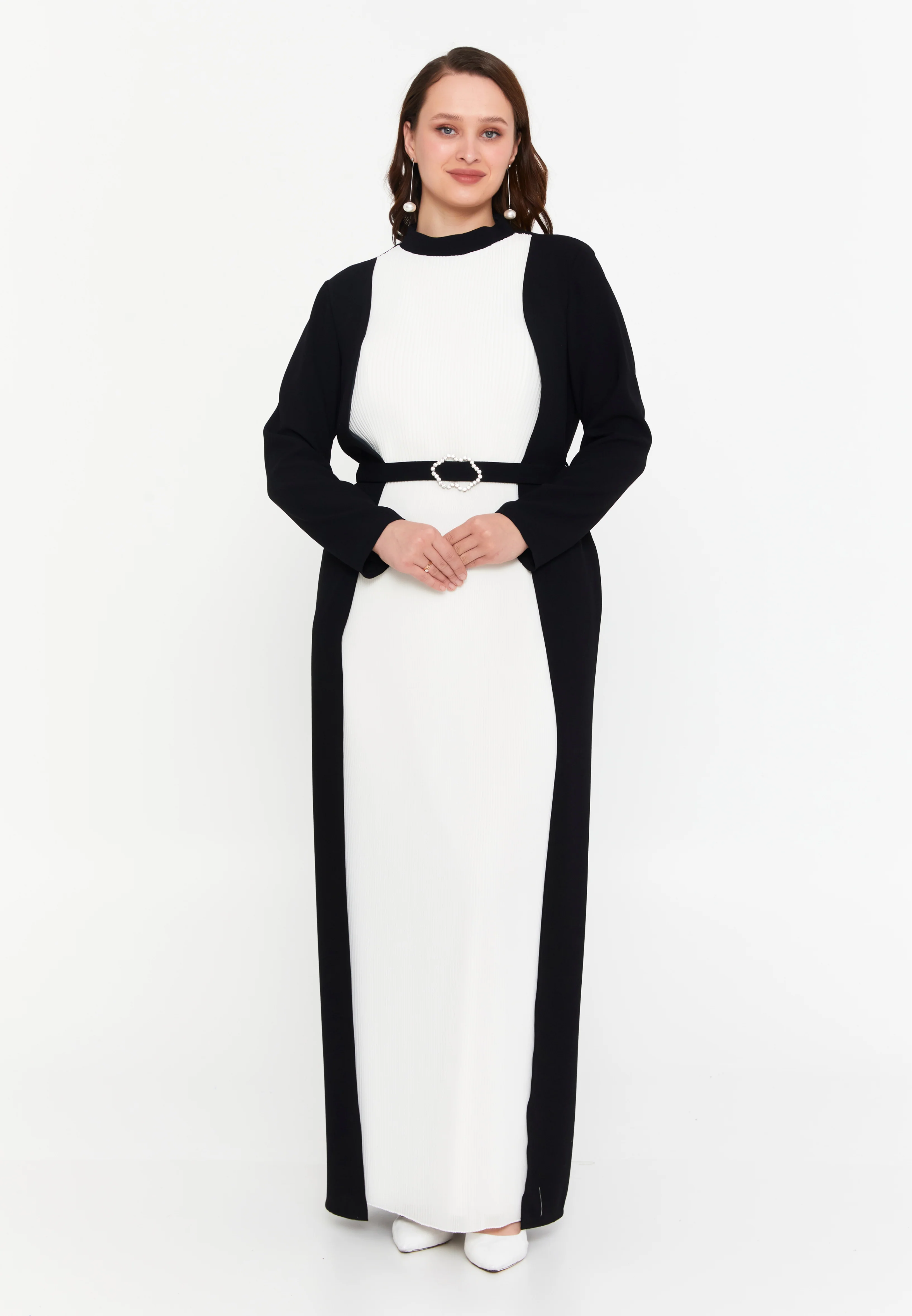 Long Sleeve Maxi Chiffon Column Plus Size Wedding Guest Dress leq2205-b