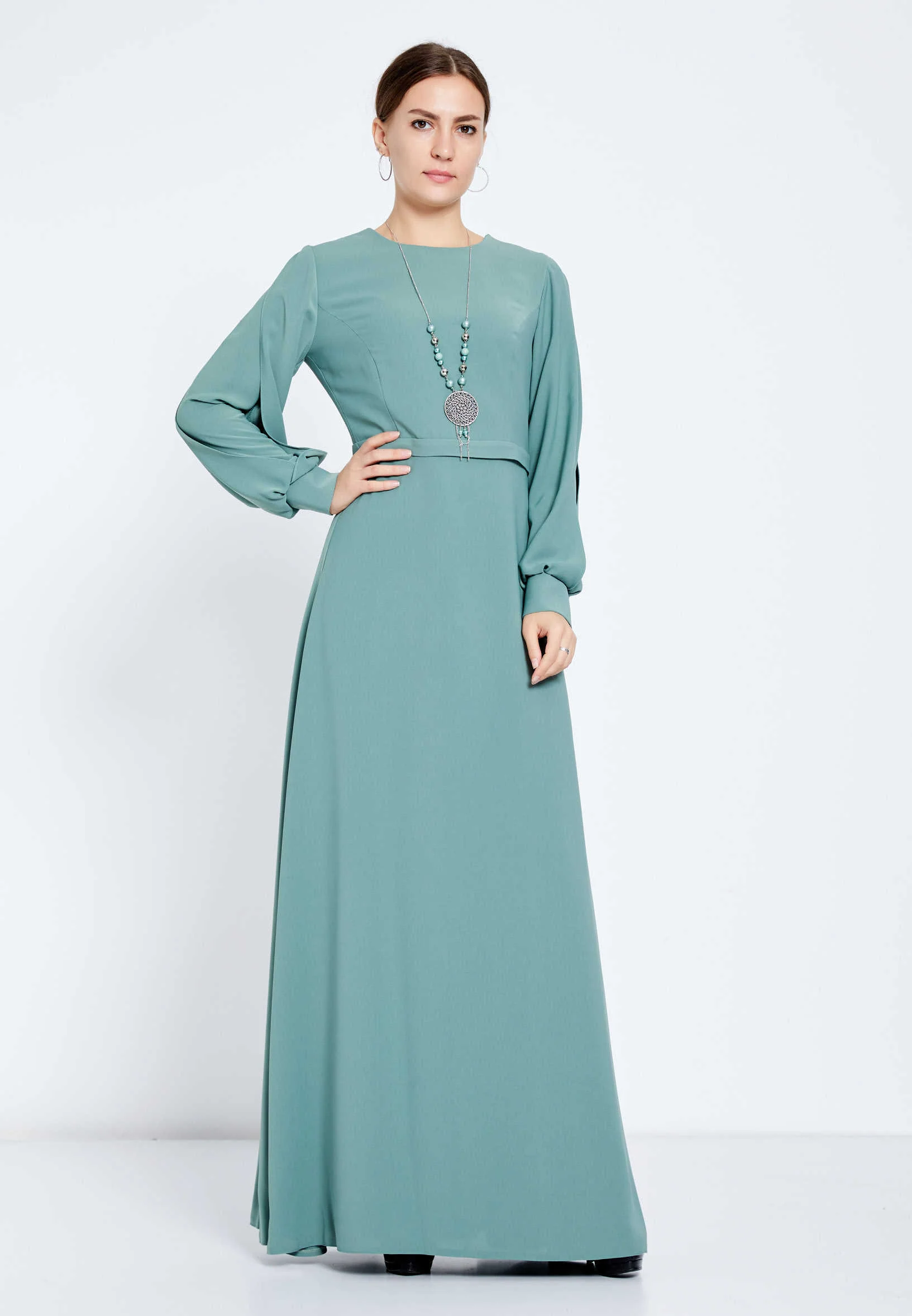 Long Sleeve Maxi Chiffon Column Regular Evening Dress efl20412