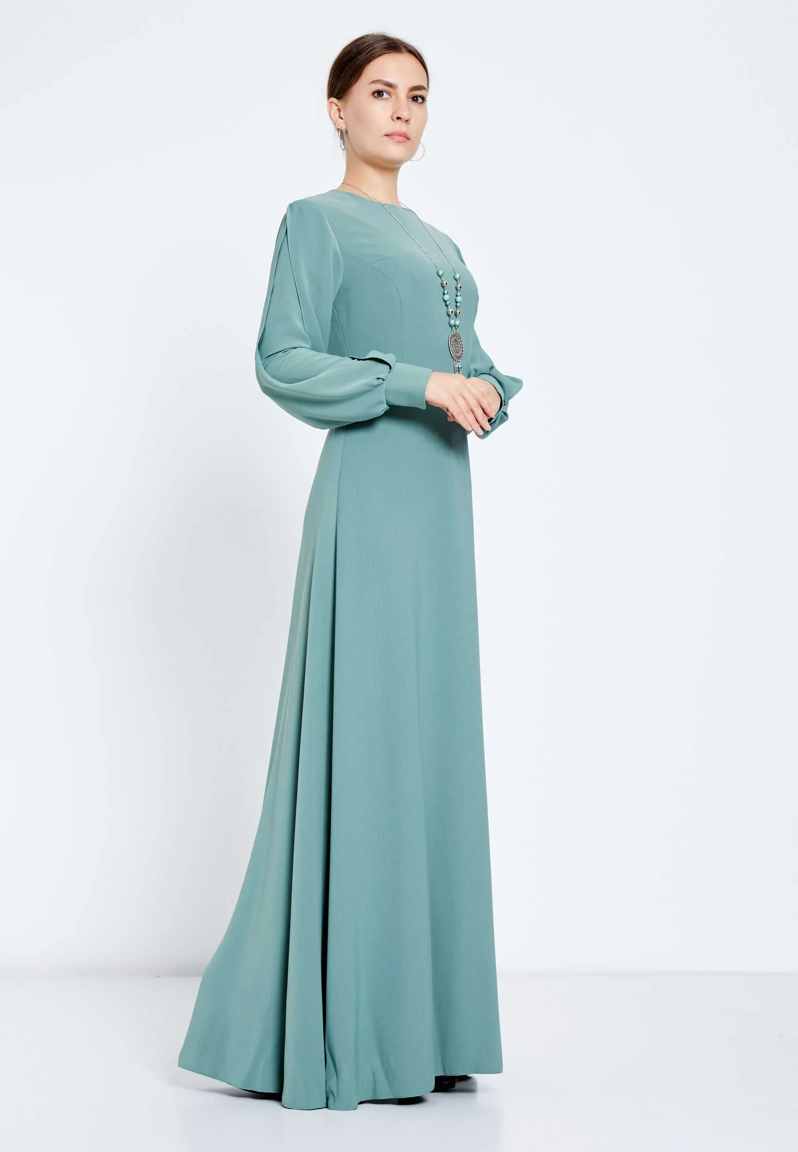 Long Sleeve Maxi Chiffon Column Regular Evening Dress efl20412 - Image 3