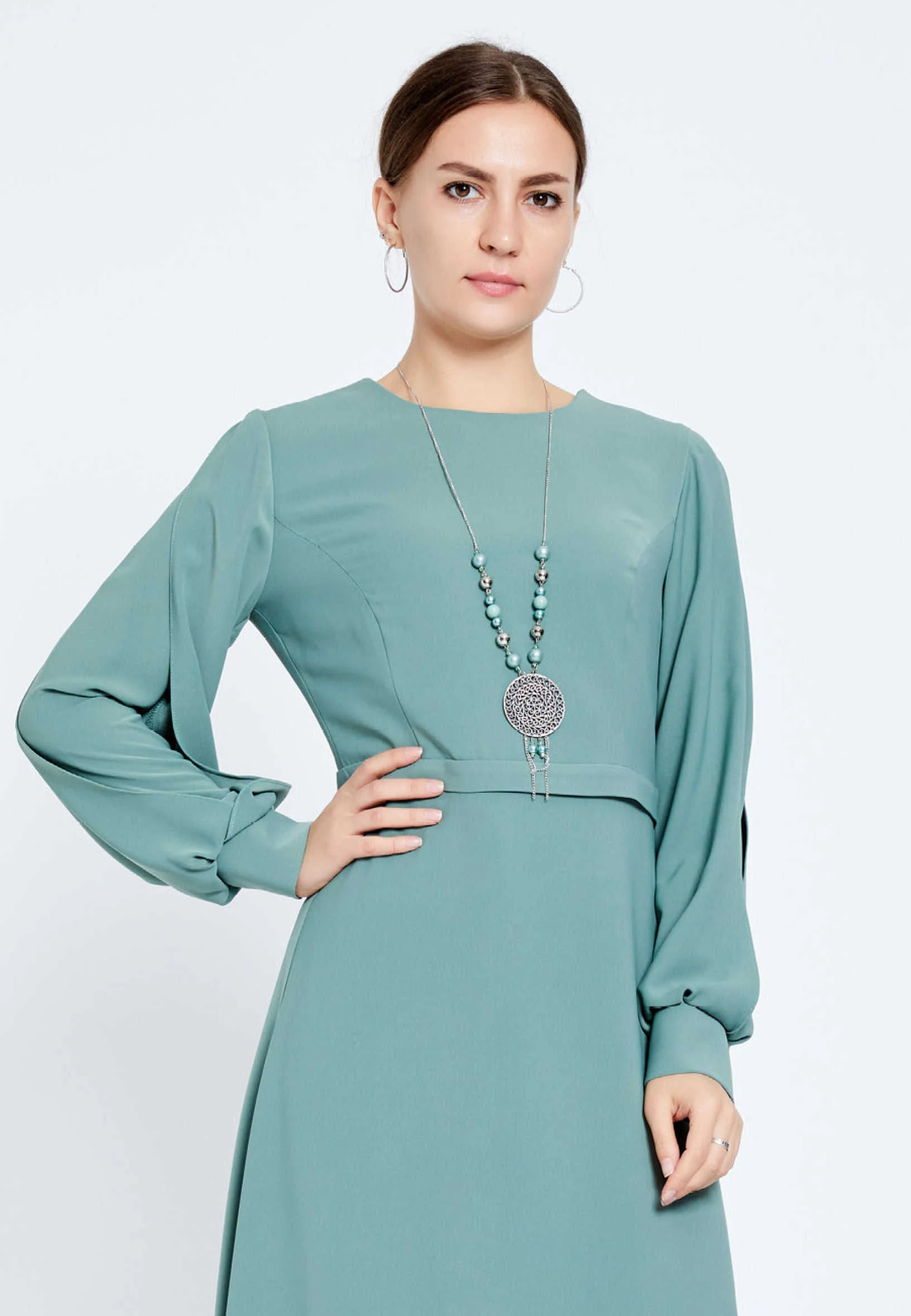 Long Sleeve Maxi Chiffon Column Regular Evening Dress efl20412 - Image 4