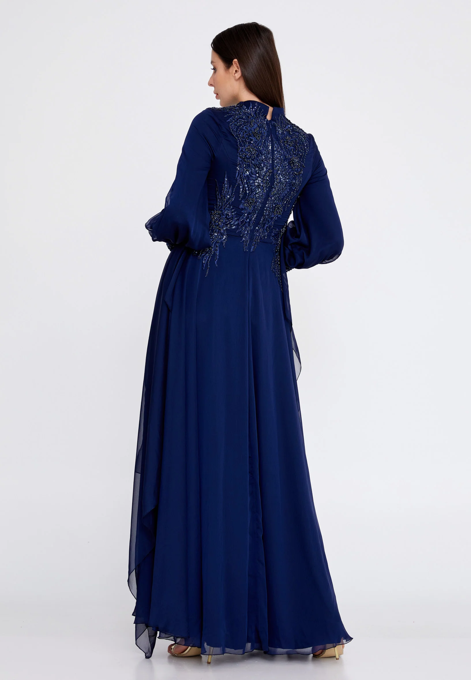 Long Sleeve Maxi Chiffon Column Regular Wedding Guest Dress eck9007 - Image 10