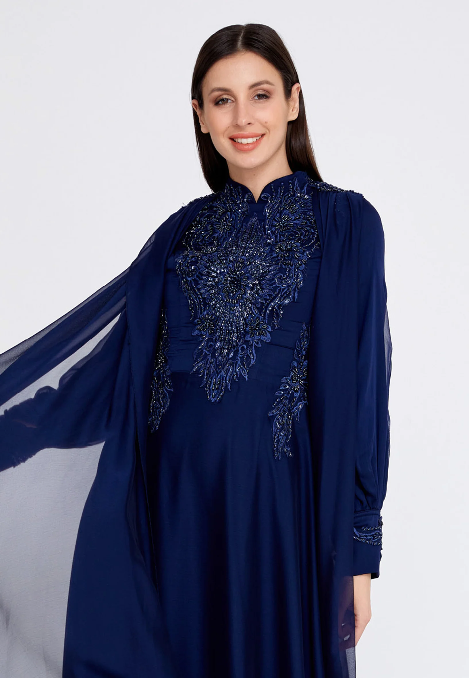 Long Sleeve Maxi Chiffon Column Regular Wedding Guest Dress eck9007 - Image 12
