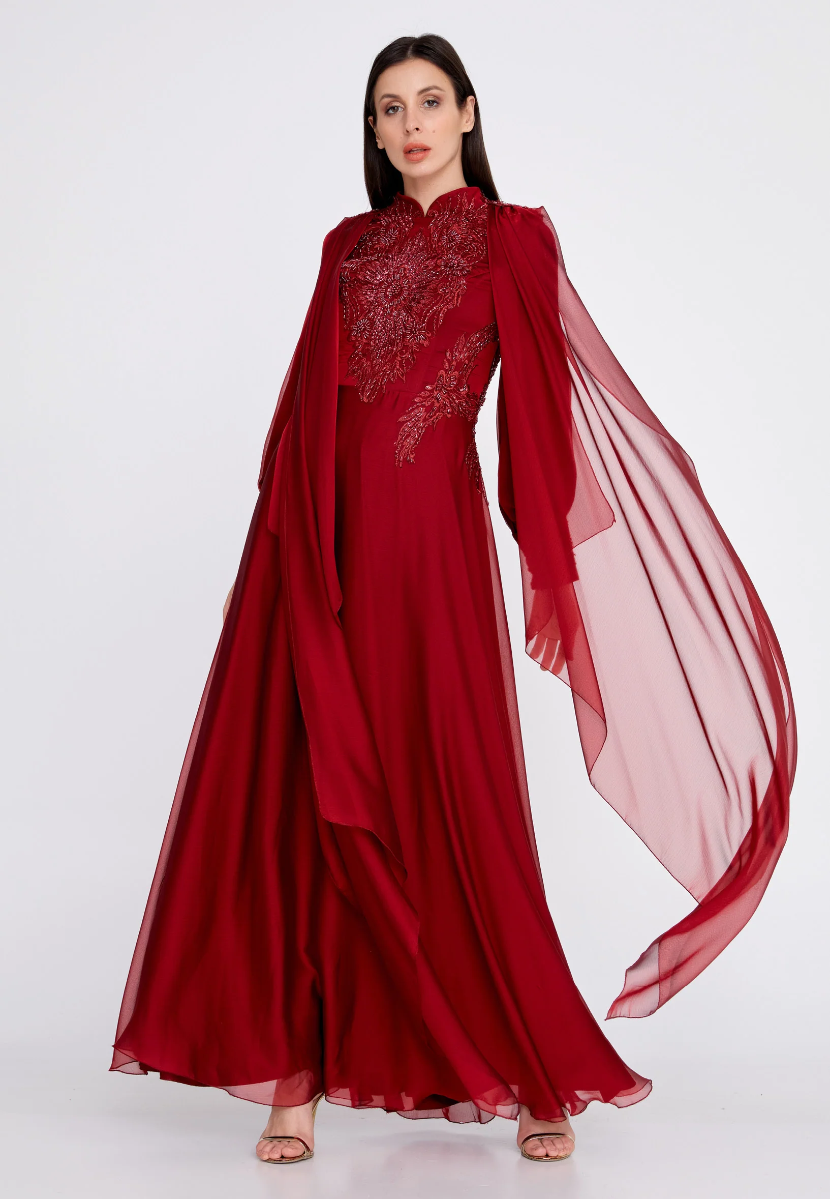 Long Sleeve Maxi Chiffon Column Regular Wedding Guest Dress eck9007 - Image 13