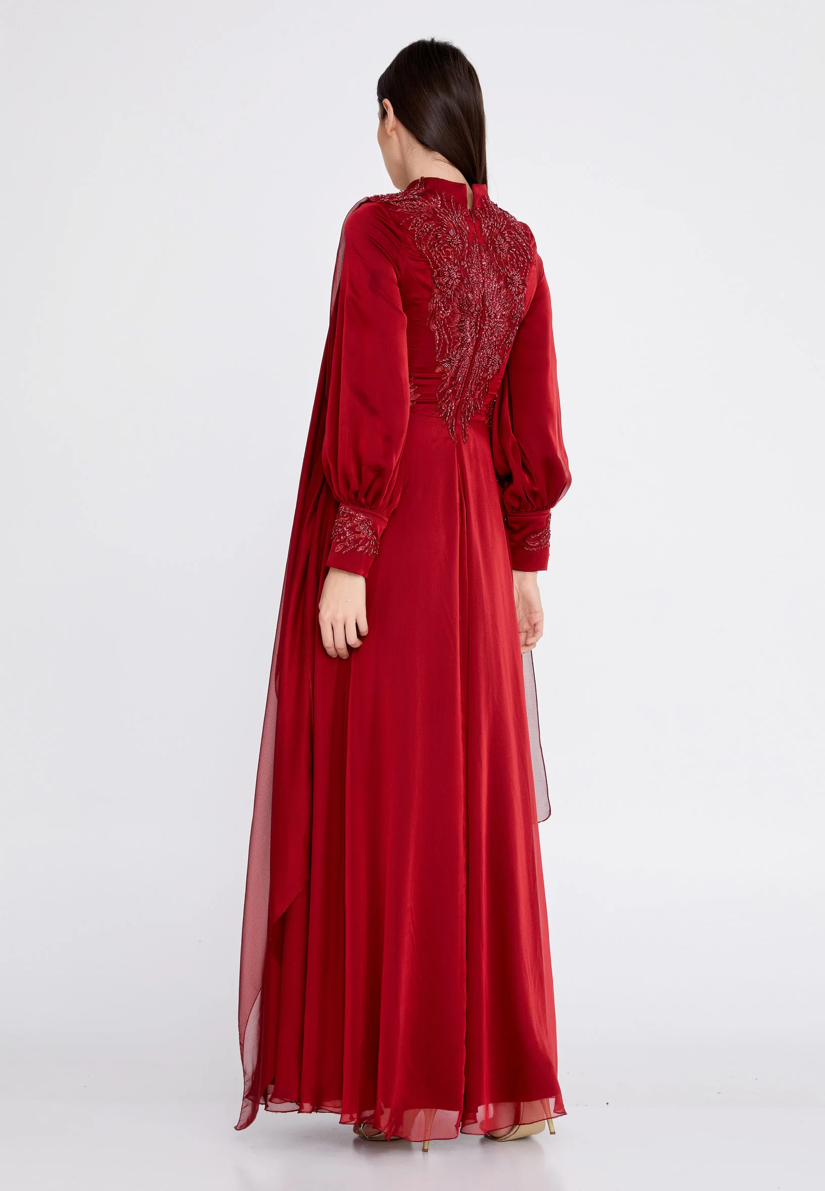 Long Sleeve Maxi Chiffon Column Regular Wedding Guest Dress eck9007 - Image 14