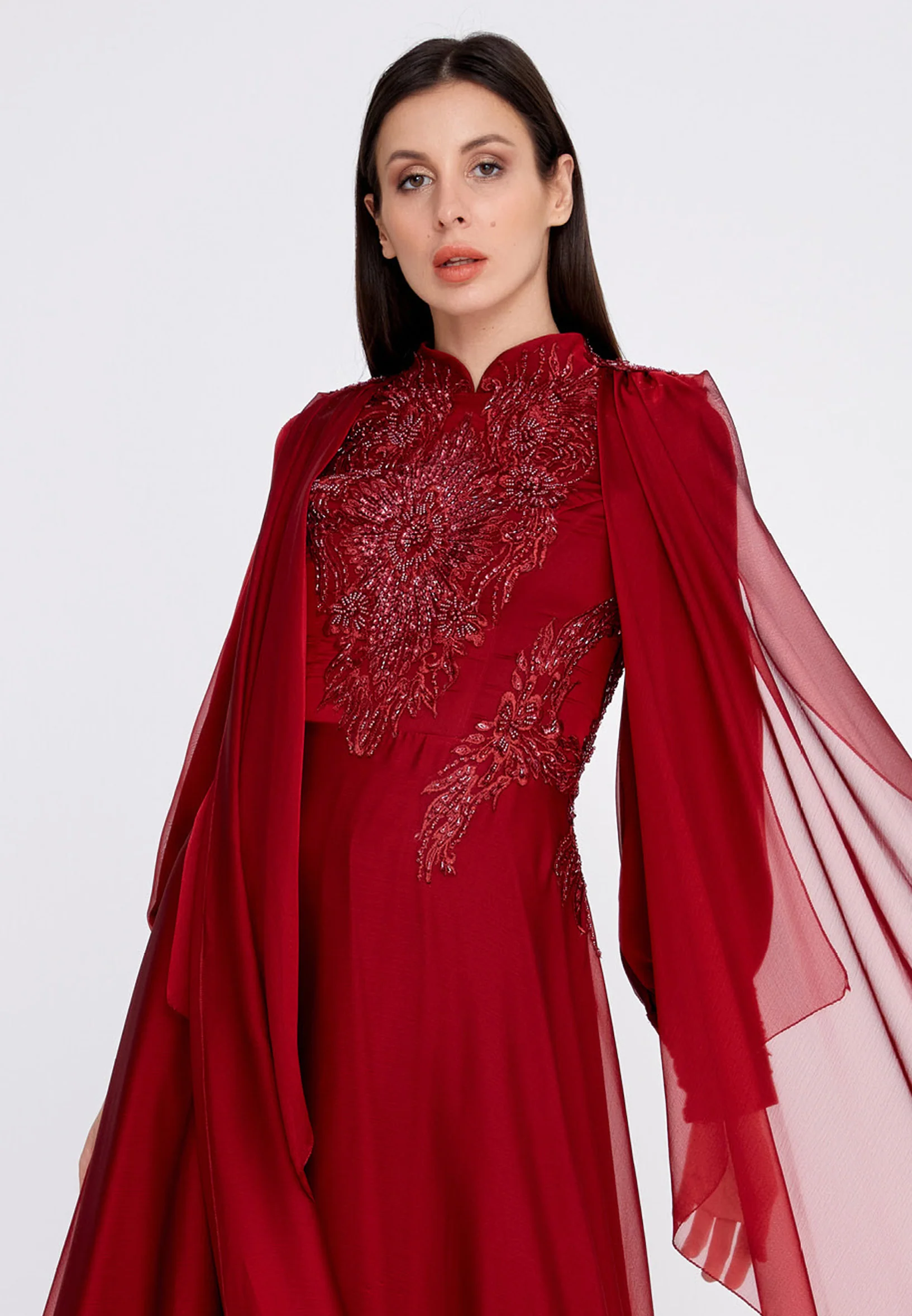 Long Sleeve Maxi Chiffon Column Regular Wedding Guest Dress eck9007 - Image 16