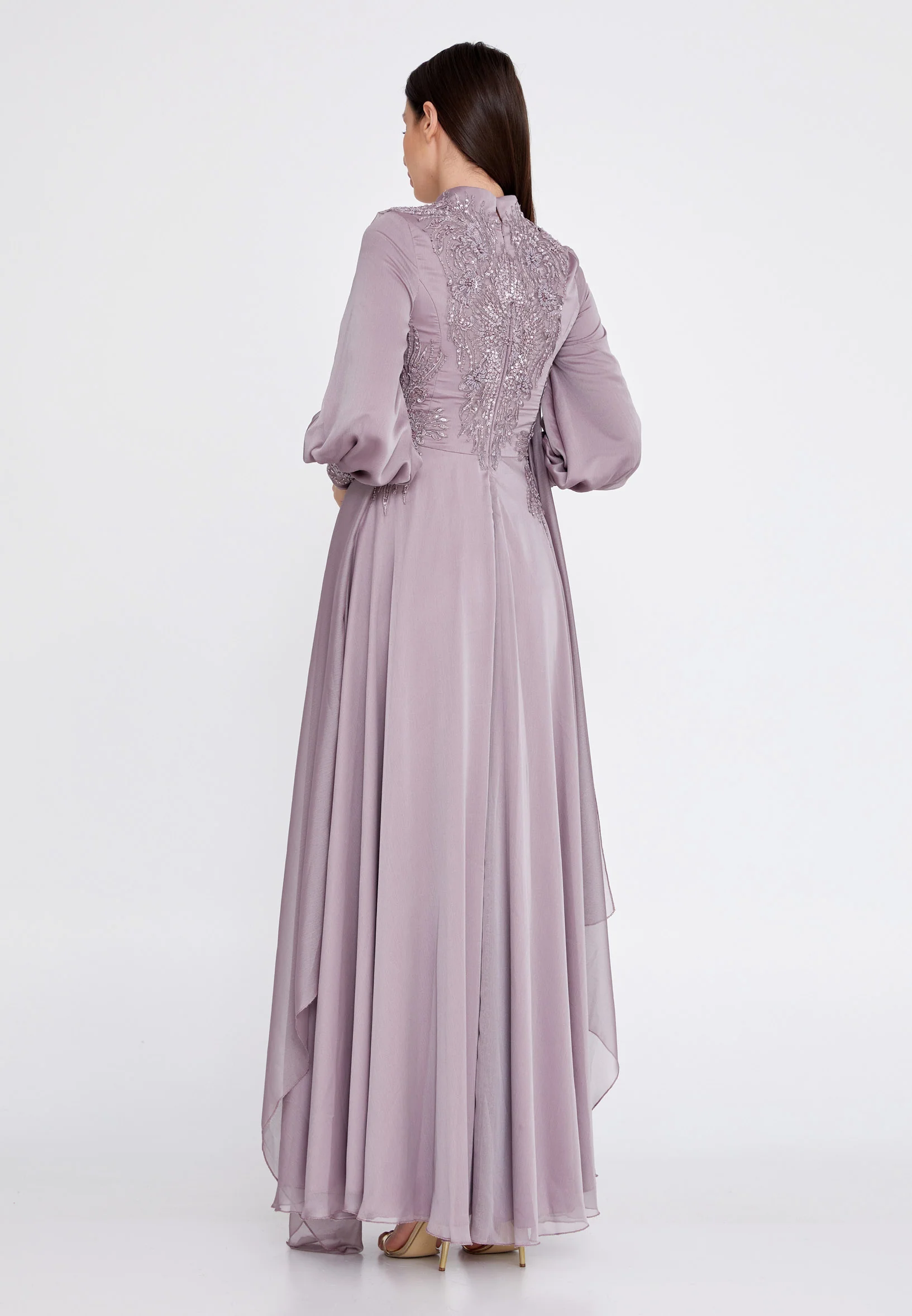 Long Sleeve Maxi Chiffon Column Regular Wedding Guest Dress eck9007 - Image 6