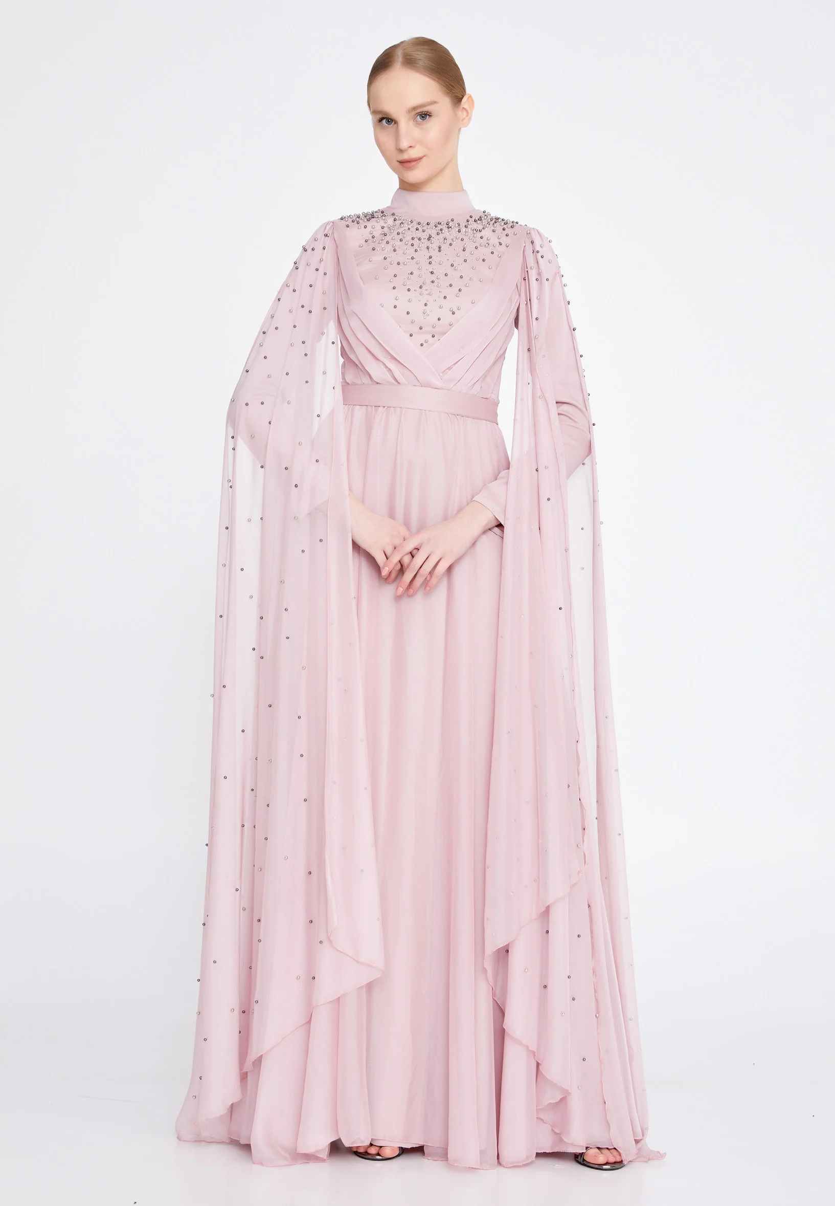 Long Sleeve Maxi Chiffon Column Regular Wedding Guest Dress gzk7012 - Image 13