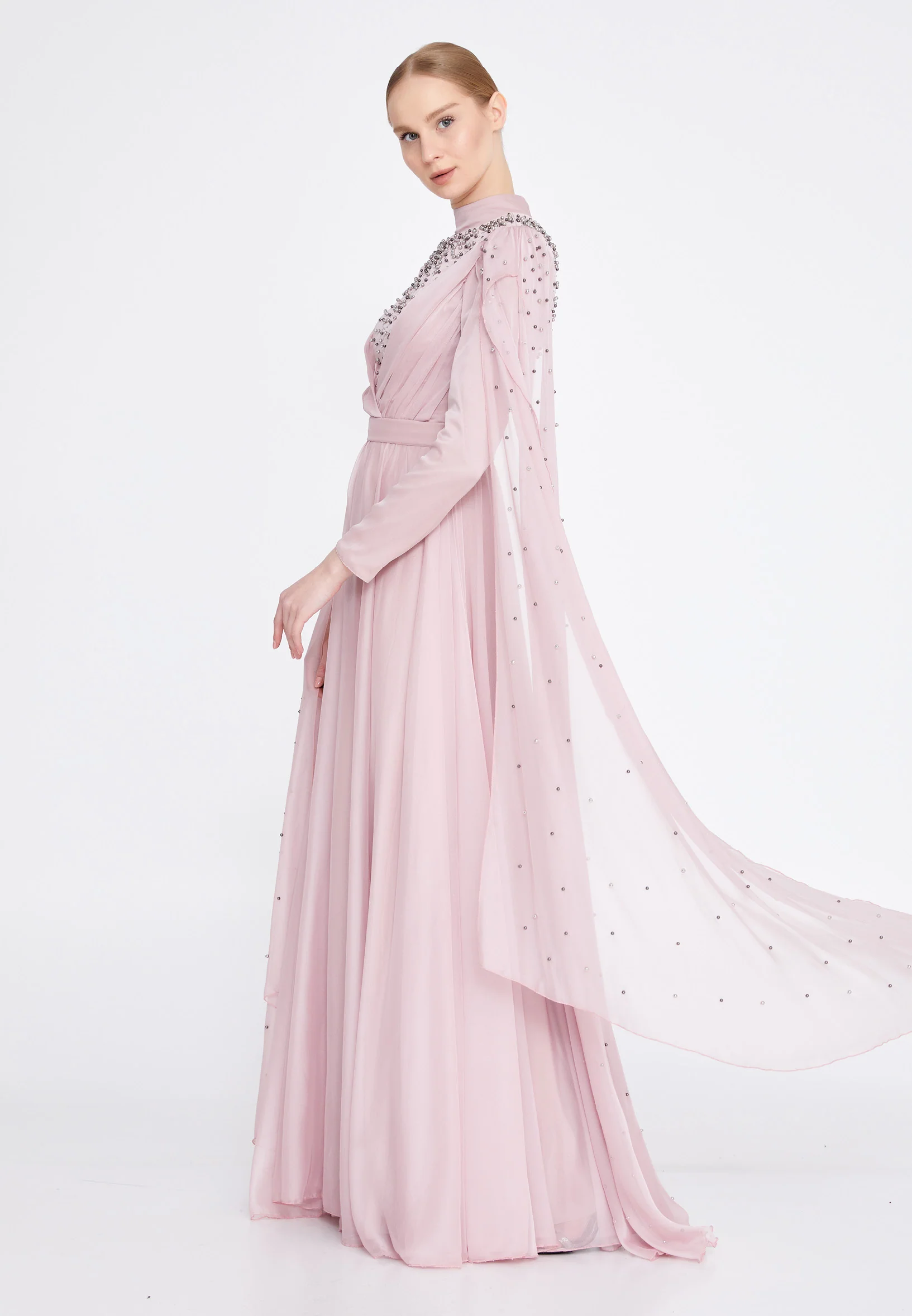 Long Sleeve Maxi Chiffon Column Regular Wedding Guest Dress gzk7012 - Image 15