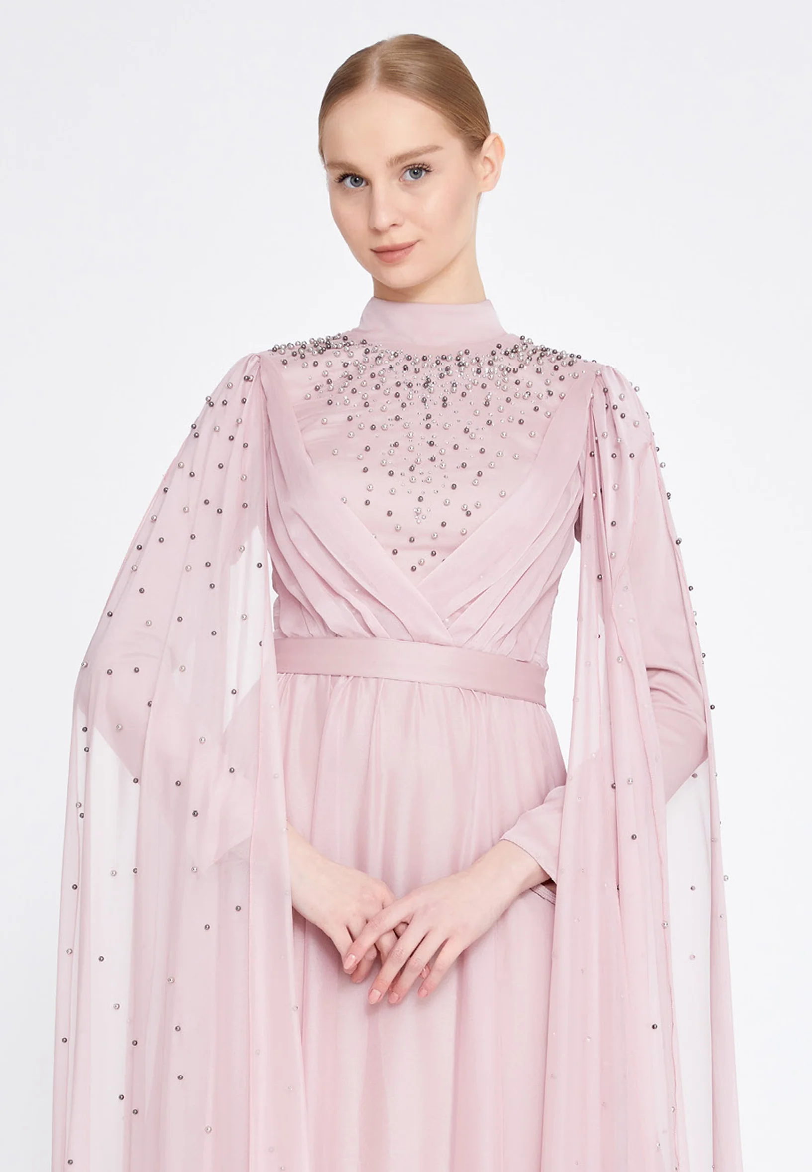 Long Sleeve Maxi Chiffon Column Regular Wedding Guest Dress gzk7012 - Image 16