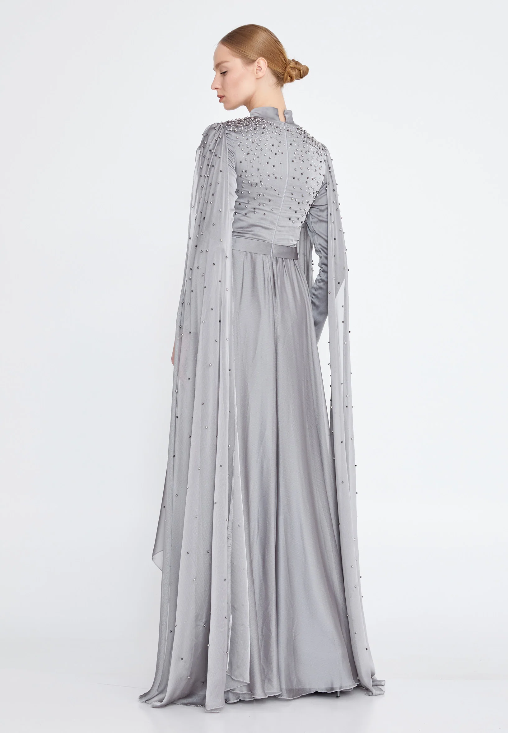 Long Sleeve Maxi Chiffon Column Regular Wedding Guest Dress gzk7012 - Image 6