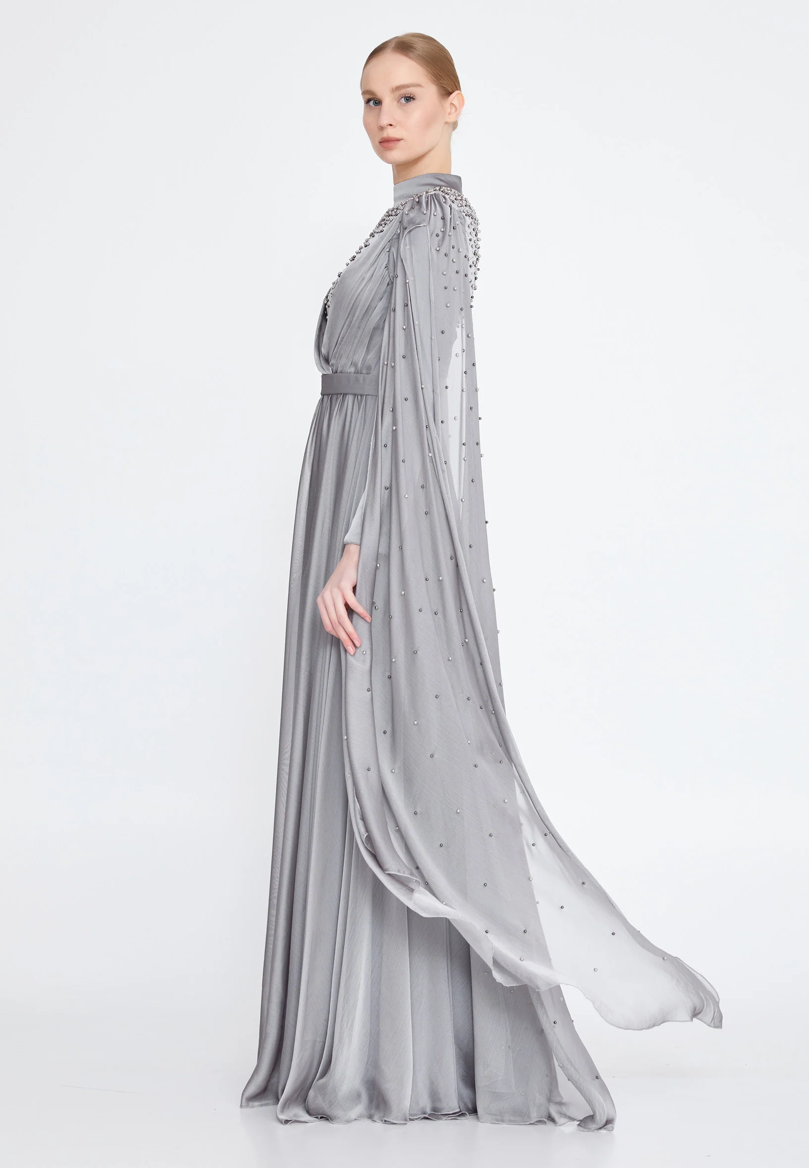 Long Sleeve Maxi Chiffon Column Regular Wedding Guest Dress gzk7012 - Image 7