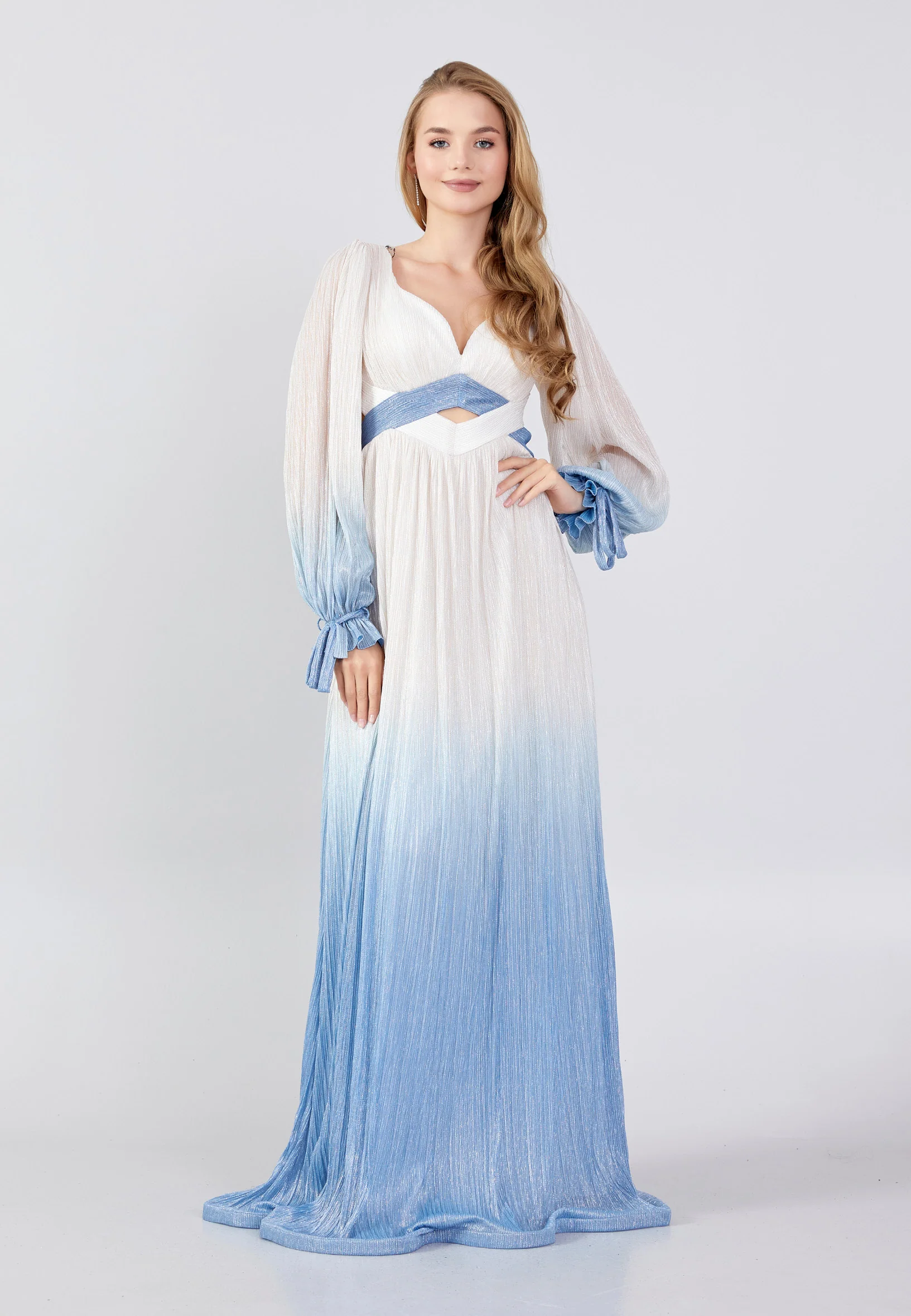 Long Sleeve Maxi Chiffon Column Regular Wedding Guest Dress swr5107