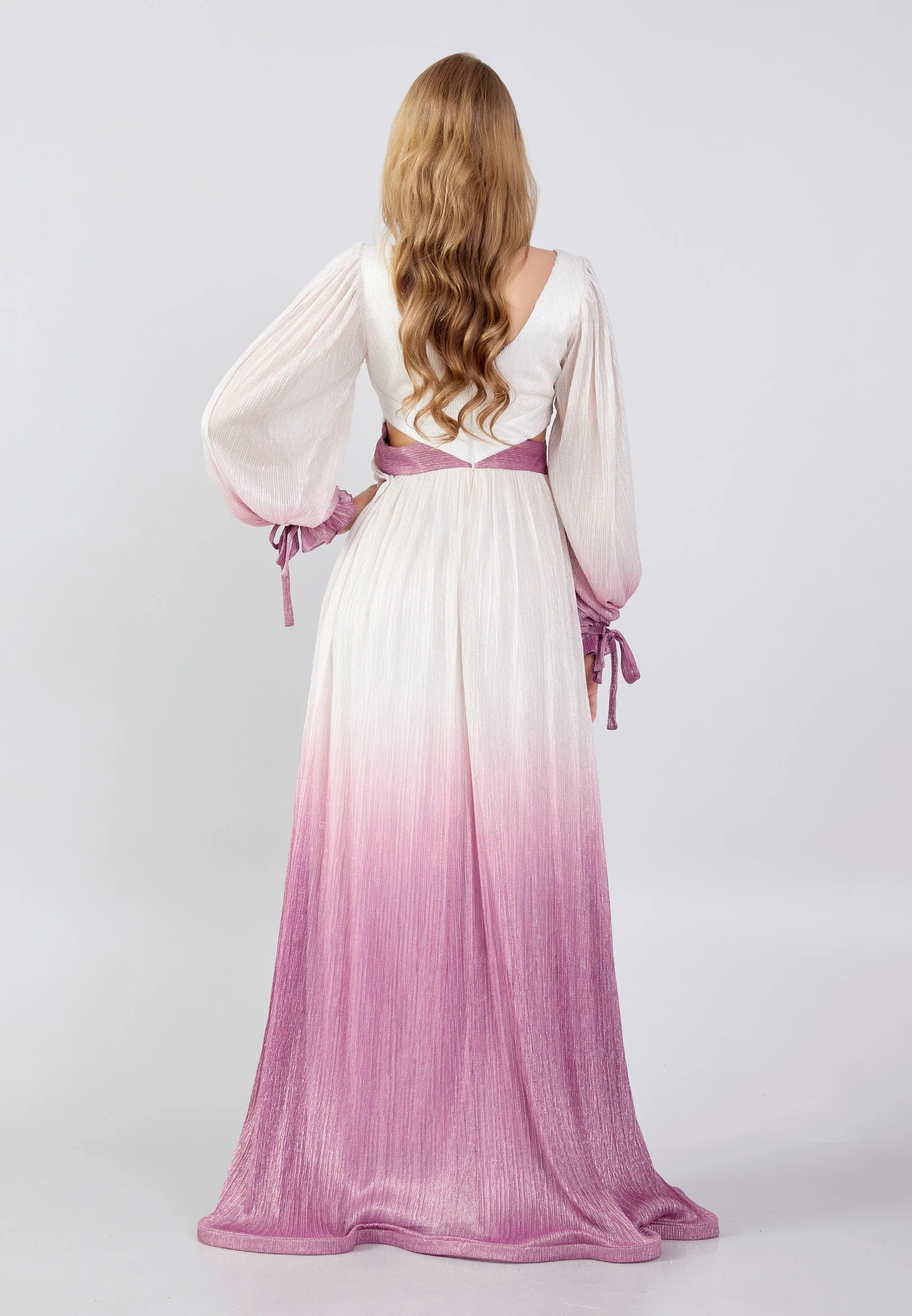 Long Sleeve Maxi Chiffon Column Regular Wedding Guest Dress swr5107 - Image 10