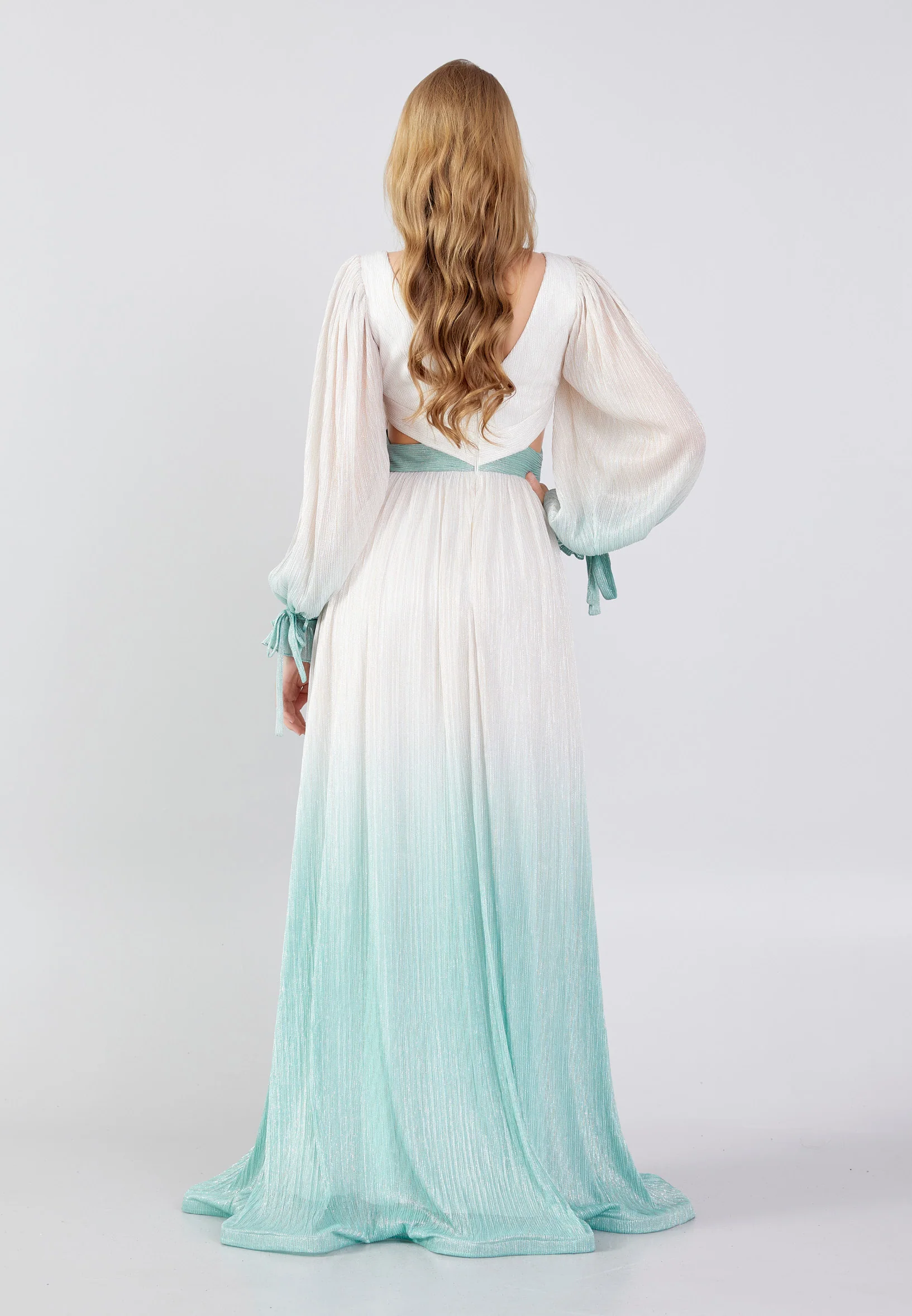 Long Sleeve Maxi Chiffon Column Regular Wedding Guest Dress swr5107 - Image 6