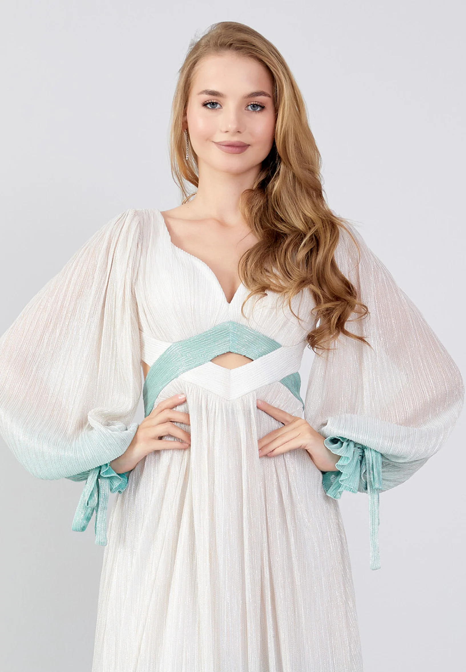 Long Sleeve Maxi Chiffon Column Regular Wedding Guest Dress swr5107 - Image 8