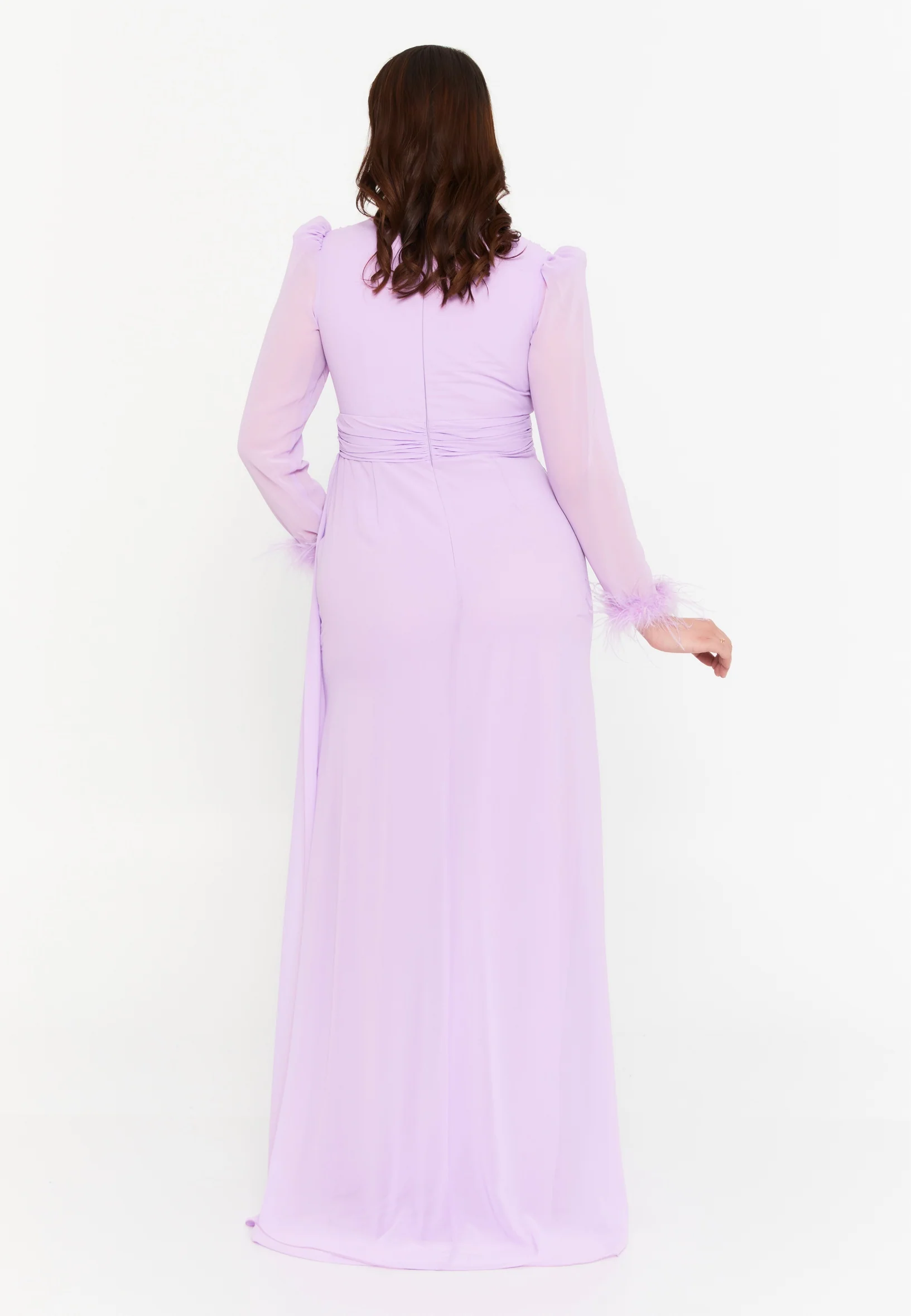 Long Sleeve Maxi Chiffon Mermaid Plus Size Wedding Guest Dress msp77343 - Image 10