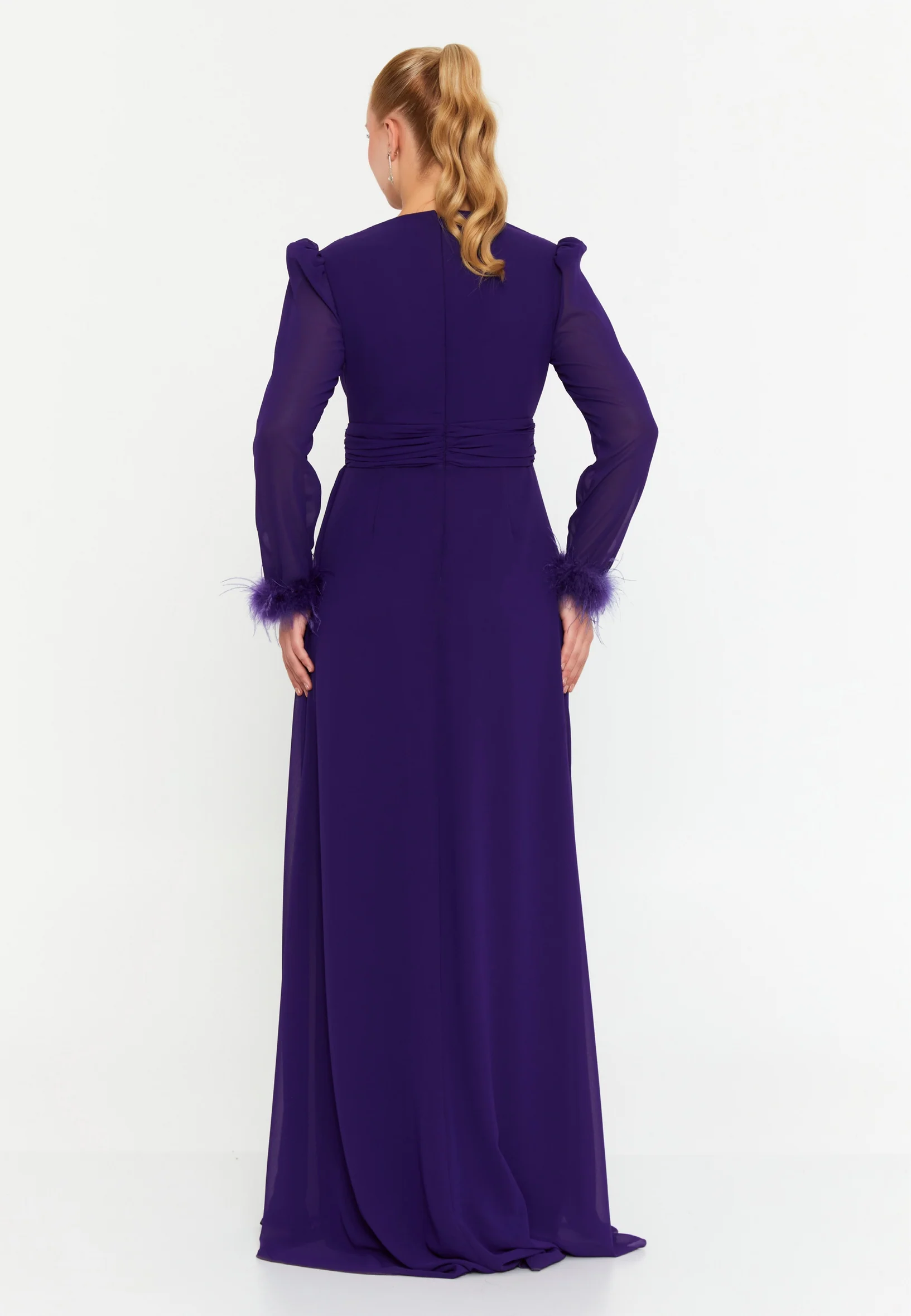Long Sleeve Maxi Chiffon Mermaid Plus Size Wedding Guest Dress msp77343 - Image 14