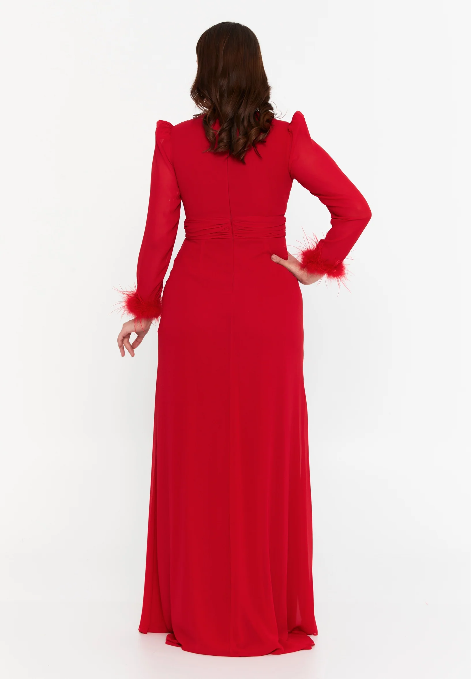 Long Sleeve Maxi Chiffon Mermaid Plus Size Wedding Guest Dress msp77343 - Image 18