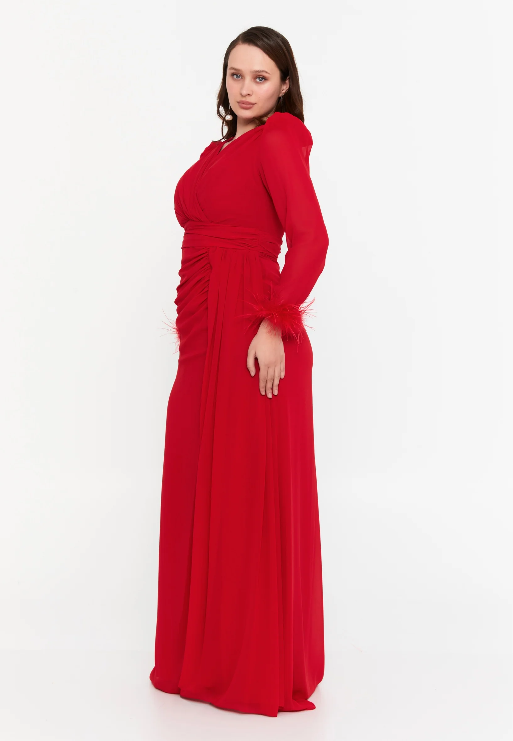 Long Sleeve Maxi Chiffon Mermaid Plus Size Wedding Guest Dress msp77343 - Image 19
