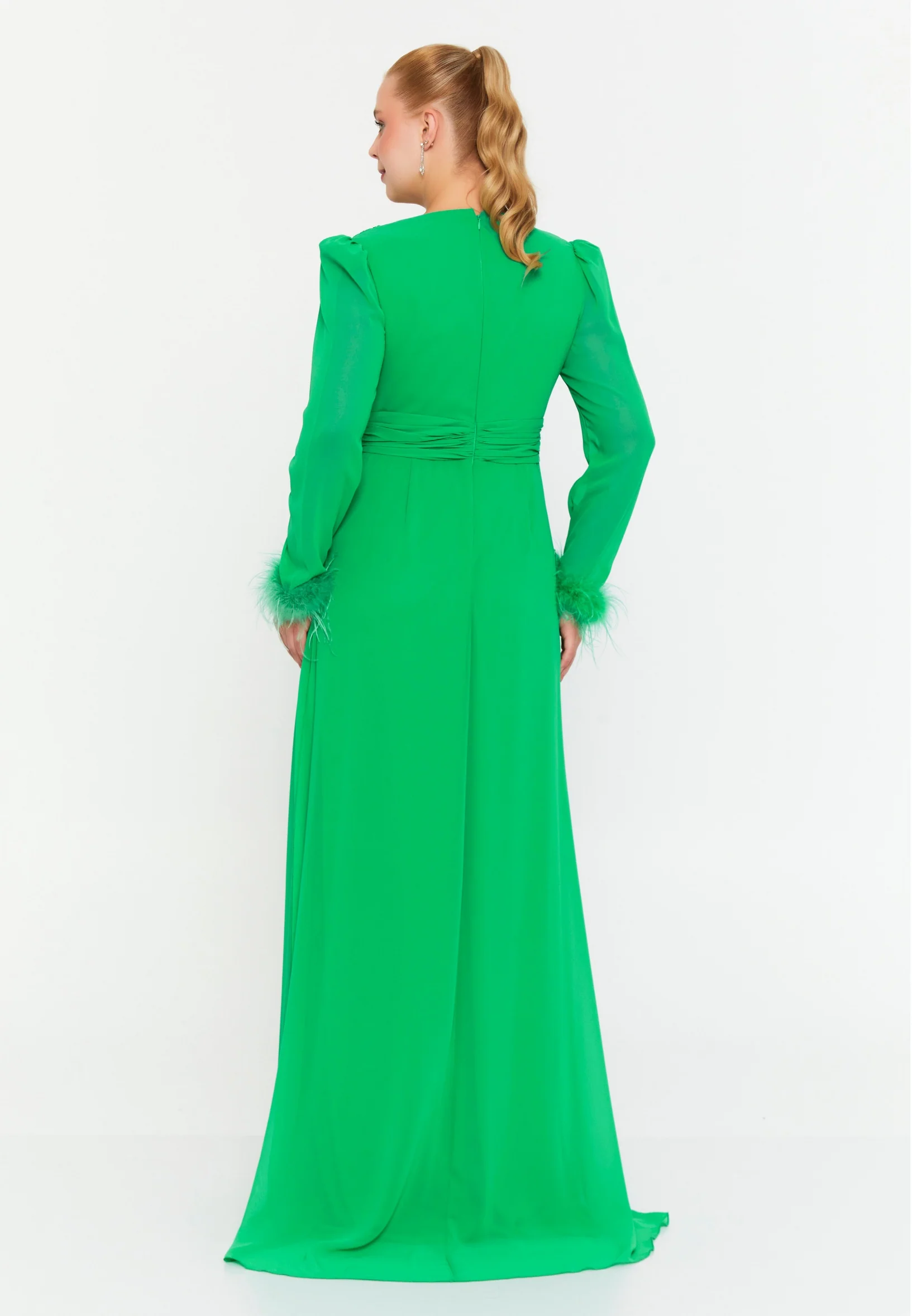 Long Sleeve Maxi Chiffon Mermaid Plus Size Wedding Guest Dress msp77343 - Image 2