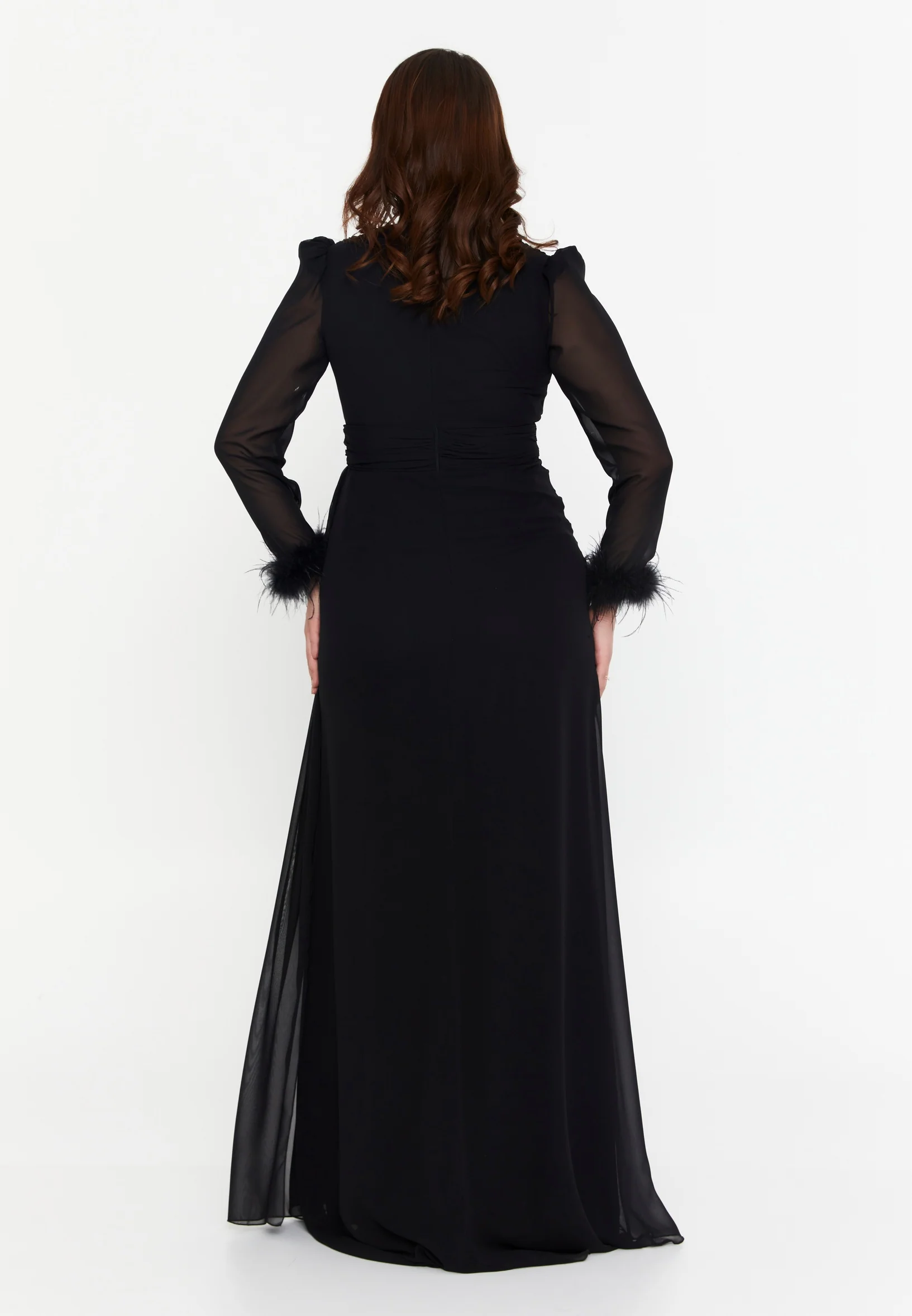 Long Sleeve Maxi Chiffon Mermaid Plus Size Wedding Guest Dress msp77343 - Image 6