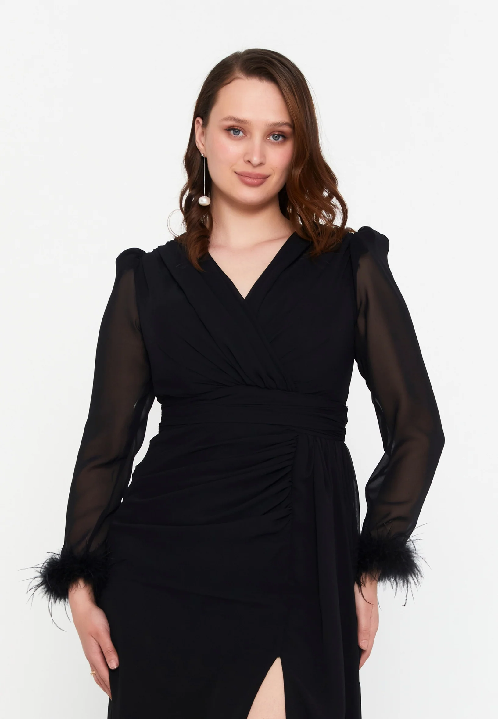 Long Sleeve Maxi Chiffon Mermaid Plus Size Wedding Guest Dress msp77343 - Image 8