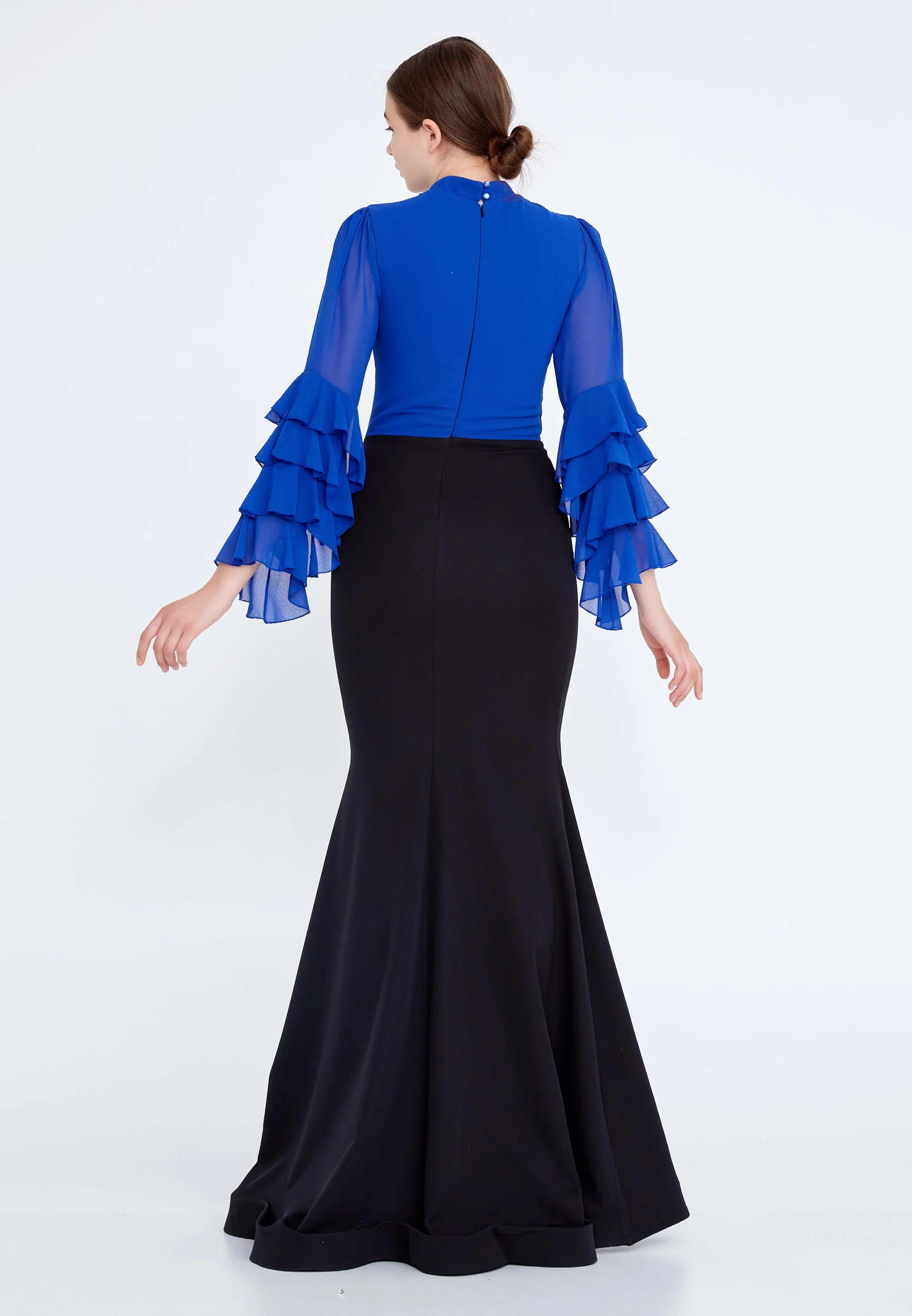 Long Sleeve Maxi Chiffon Mermaid Regular Evening Dress stn5021 - Image 2