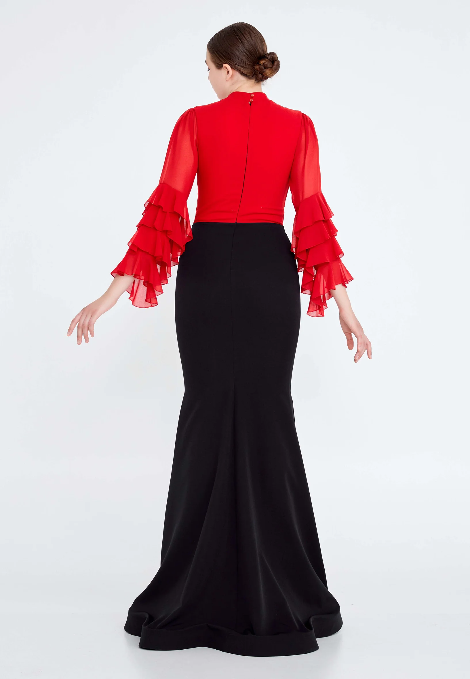 Long Sleeve Maxi Chiffon Mermaid Regular Evening Dress stn5021 - Image 6
