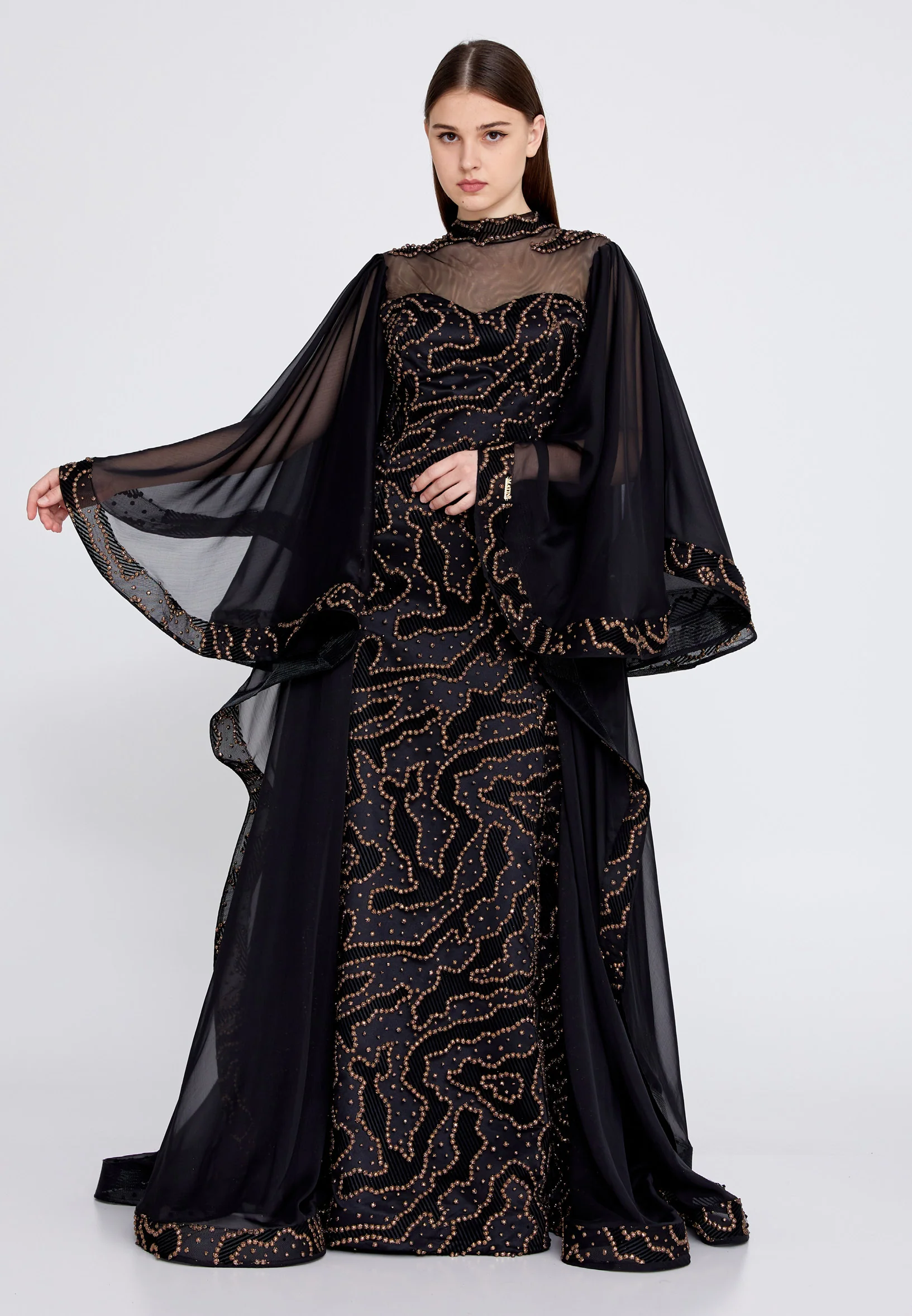 Long Sleeve Maxi Chiffon Mermaid Regular Prom Dress mtn2242
