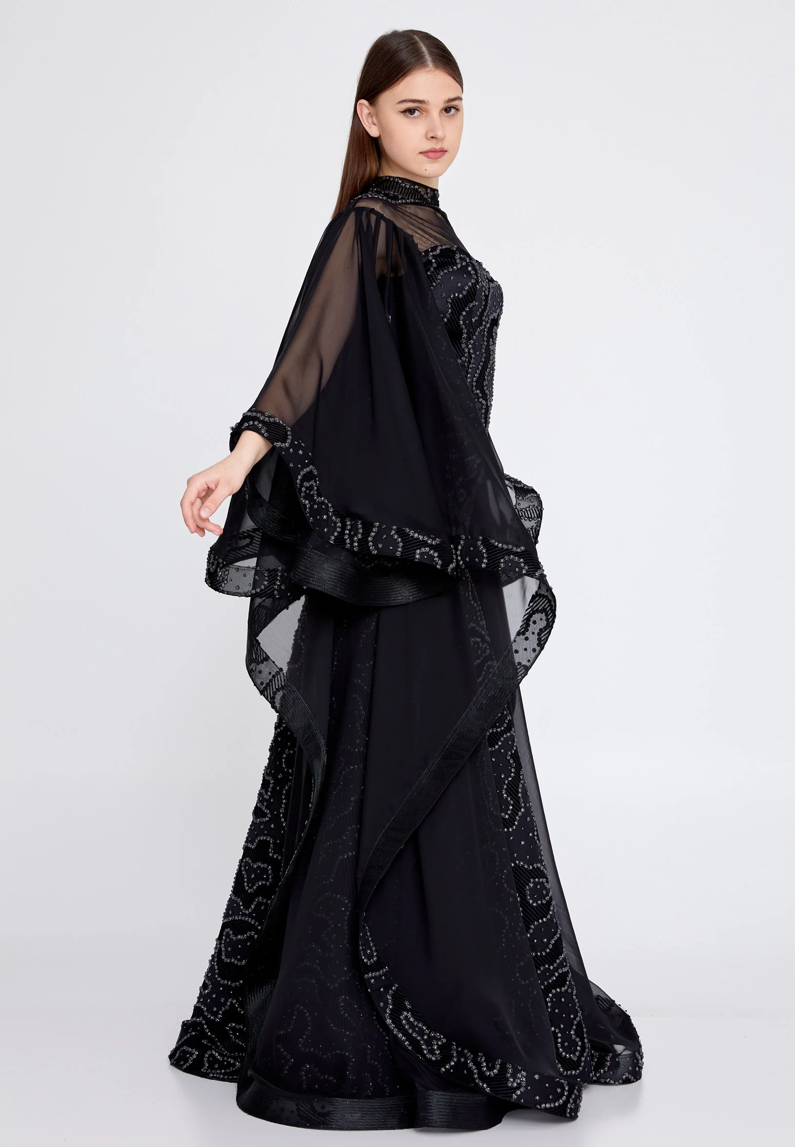 Long Sleeve Maxi Chiffon Mermaid Regular Prom Dress mtn2242 - Image 11