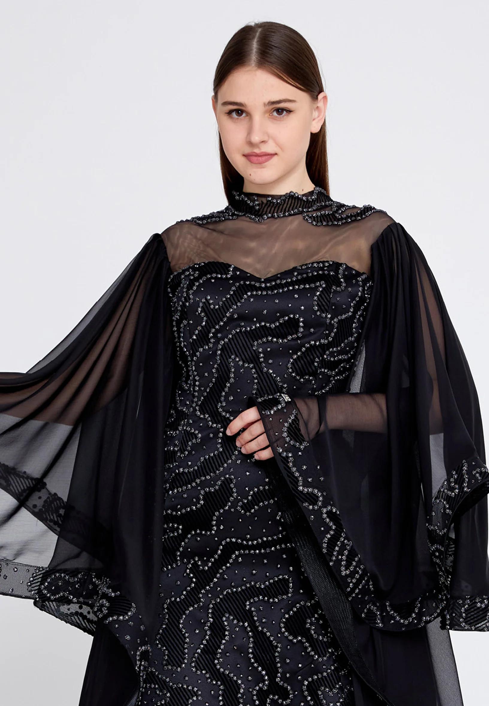 Long Sleeve Maxi Chiffon Mermaid Regular Prom Dress mtn2242 - Image 12