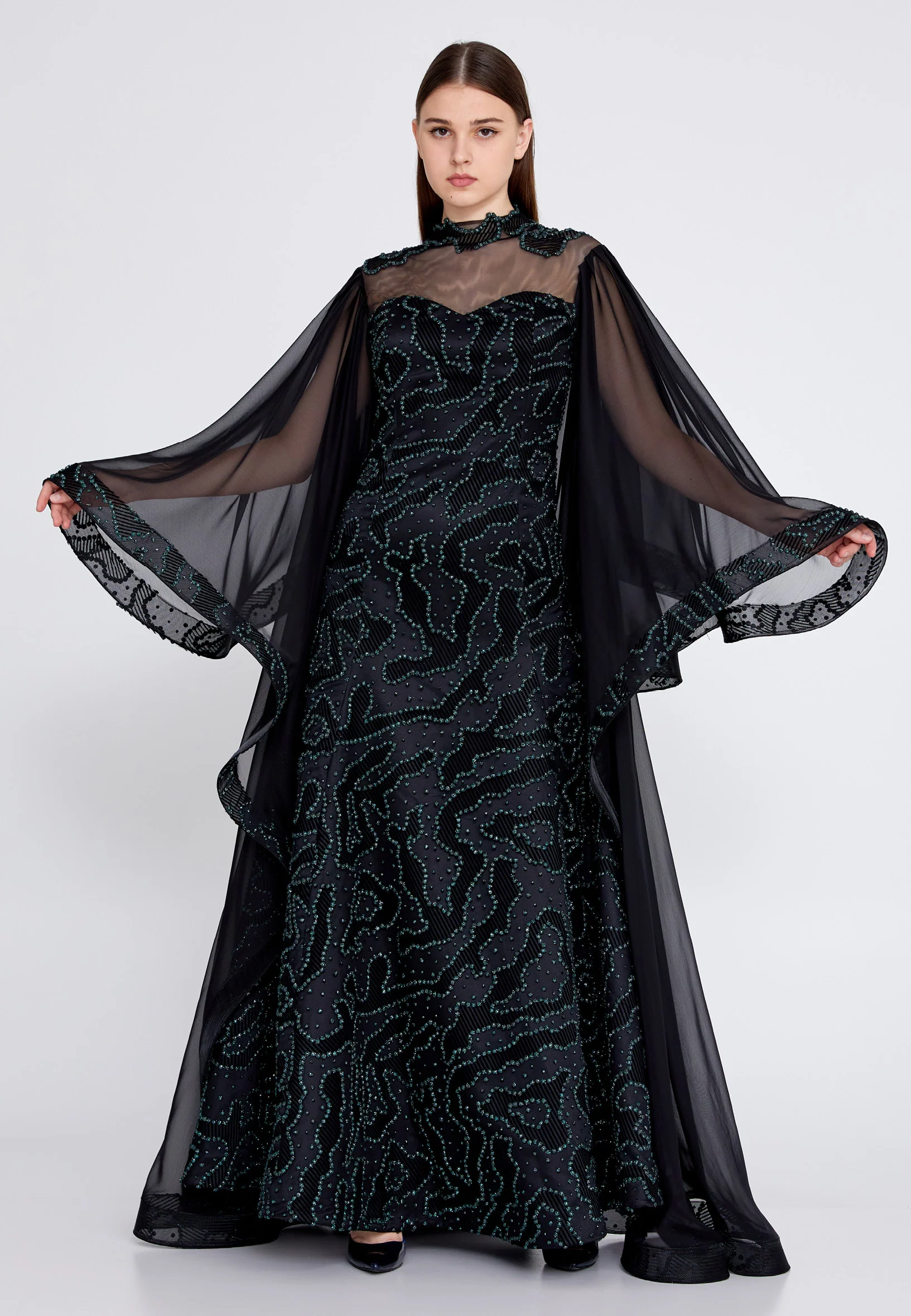 Long Sleeve Maxi Chiffon Mermaid Regular Prom Dress mtn2242 - Image 13