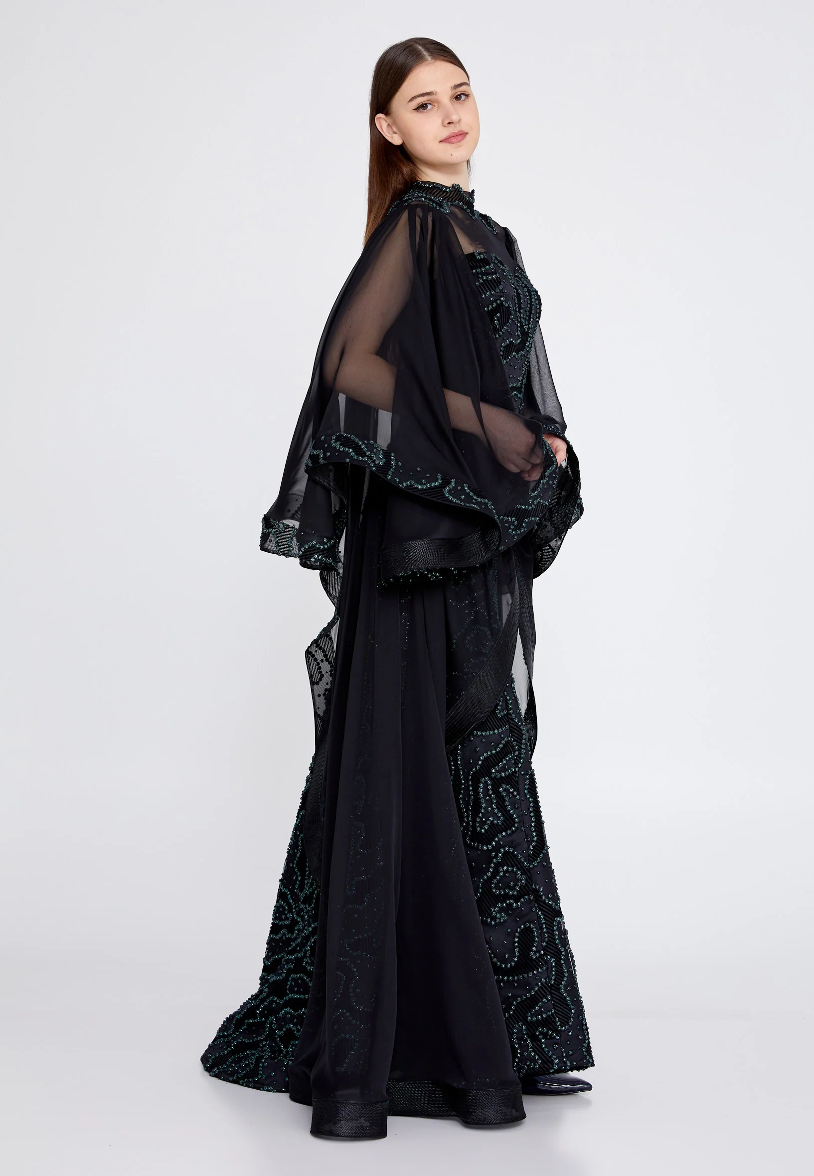 Long Sleeve Maxi Chiffon Mermaid Regular Prom Dress mtn2242 - Image 15