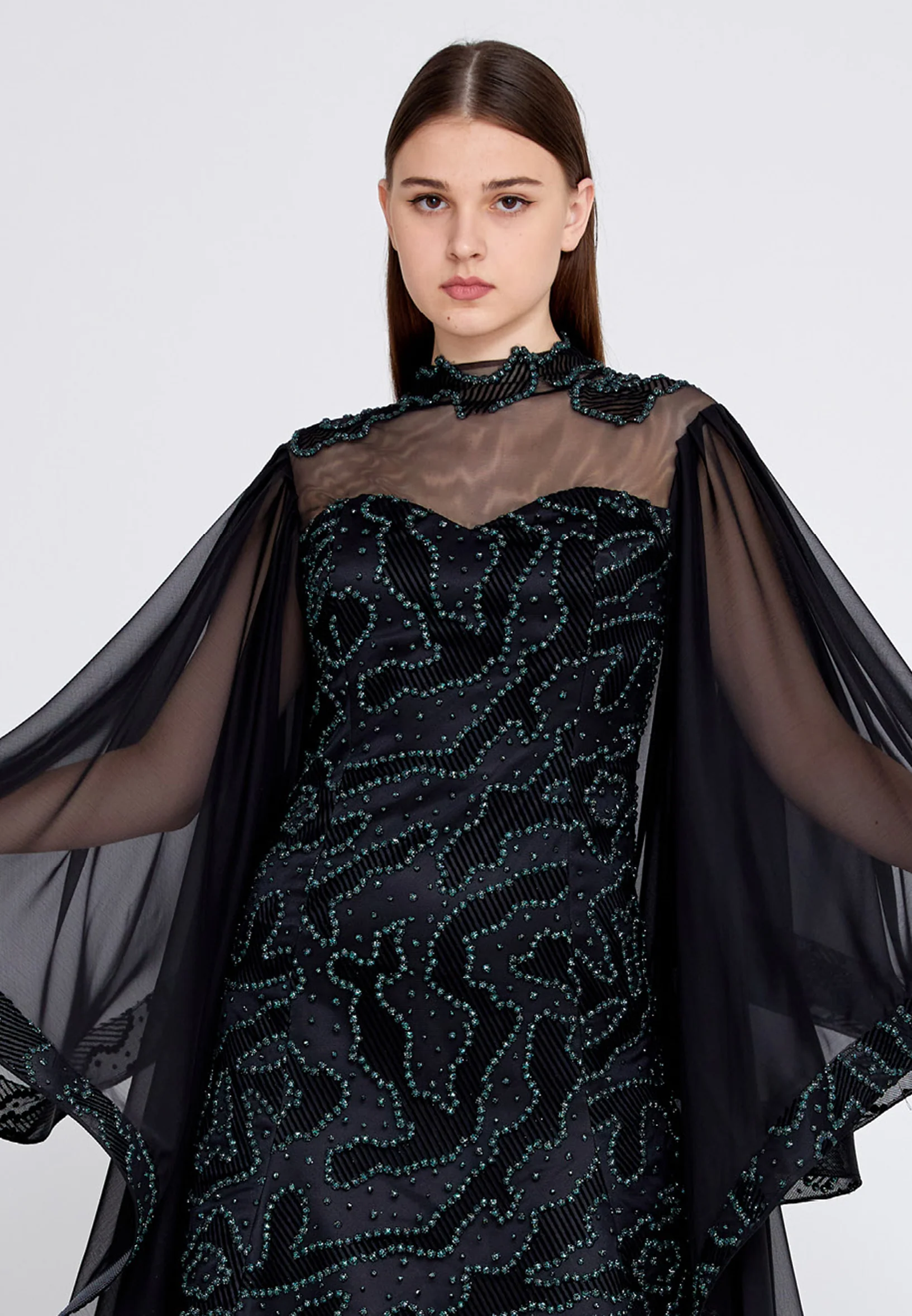 Long Sleeve Maxi Chiffon Mermaid Regular Prom Dress mtn2242 - Image 16
