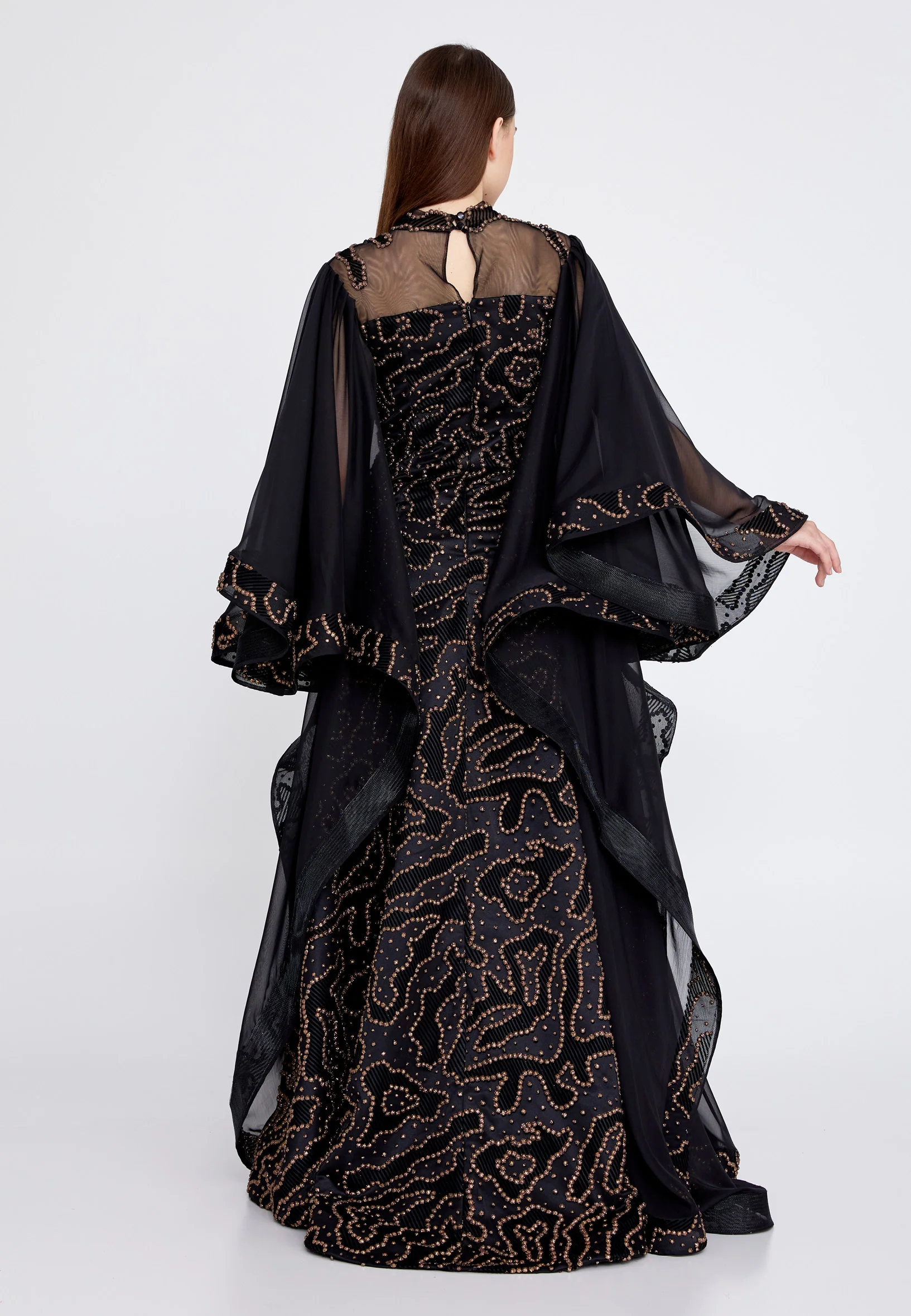 Long Sleeve Maxi Chiffon Mermaid Regular Prom Dress mtn2242 - Image 2