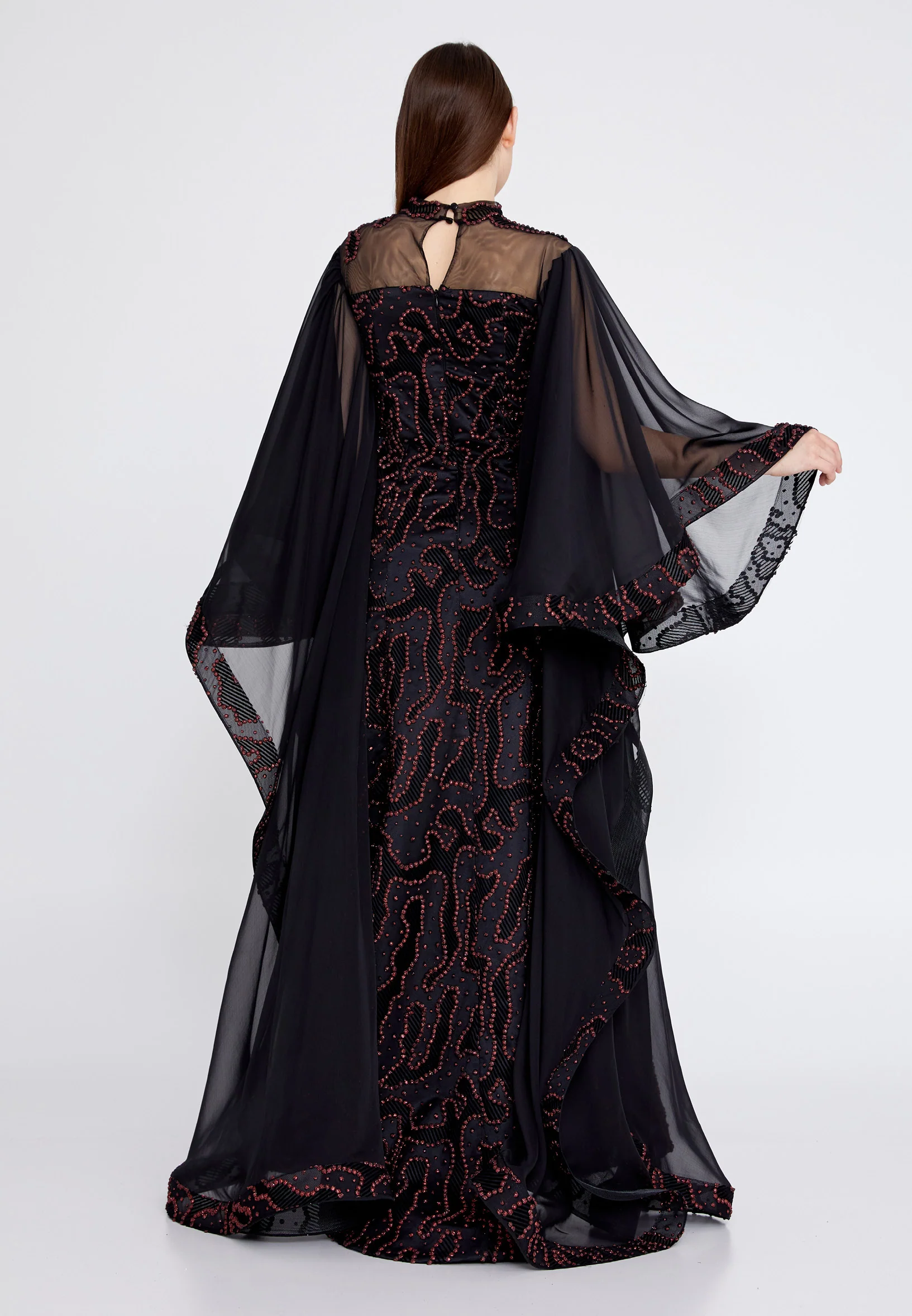 Long Sleeve Maxi Chiffon Mermaid Regular Prom Dress mtn2242 - Image 6