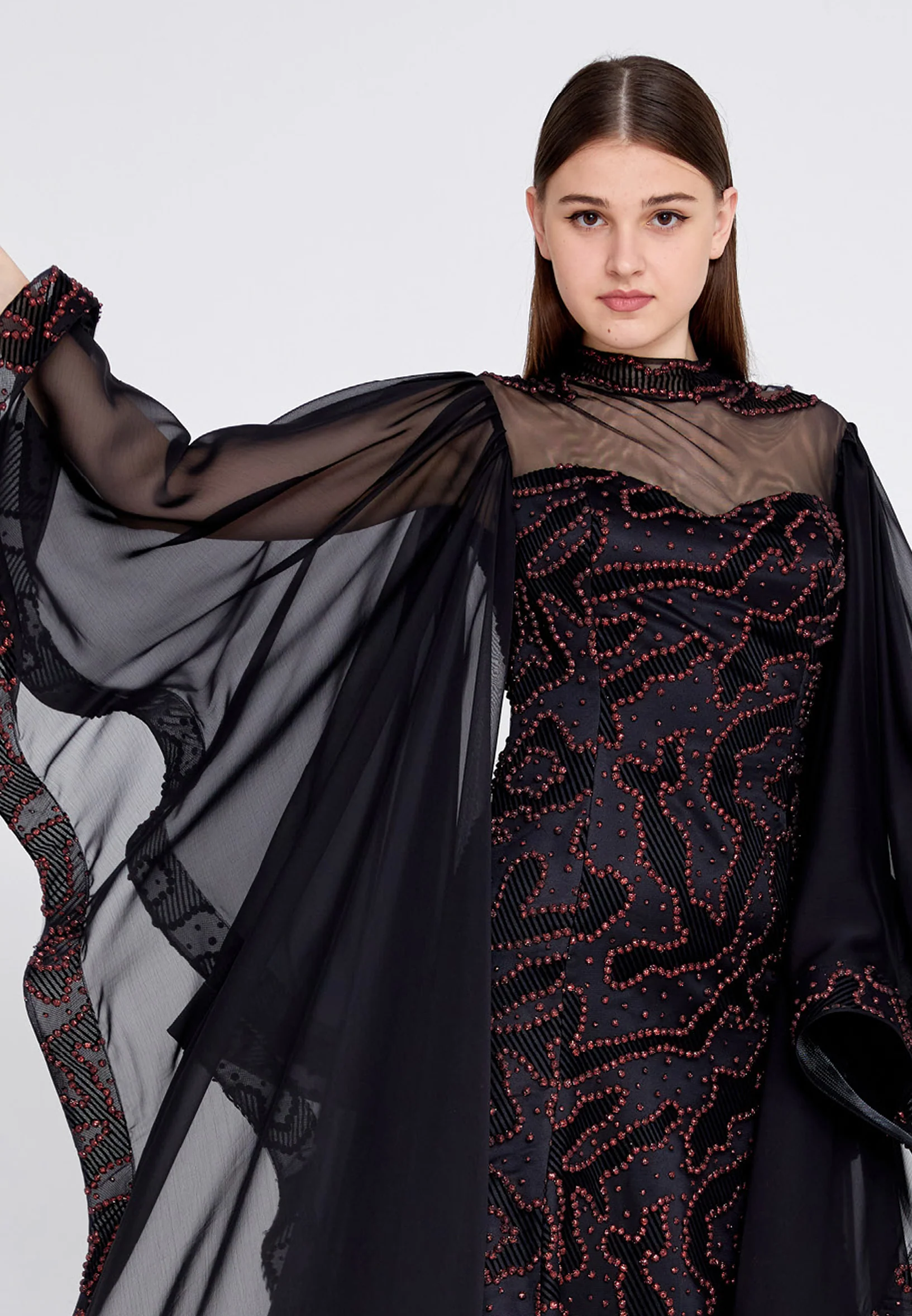 Long Sleeve Maxi Chiffon Mermaid Regular Prom Dress mtn2242 - Image 8