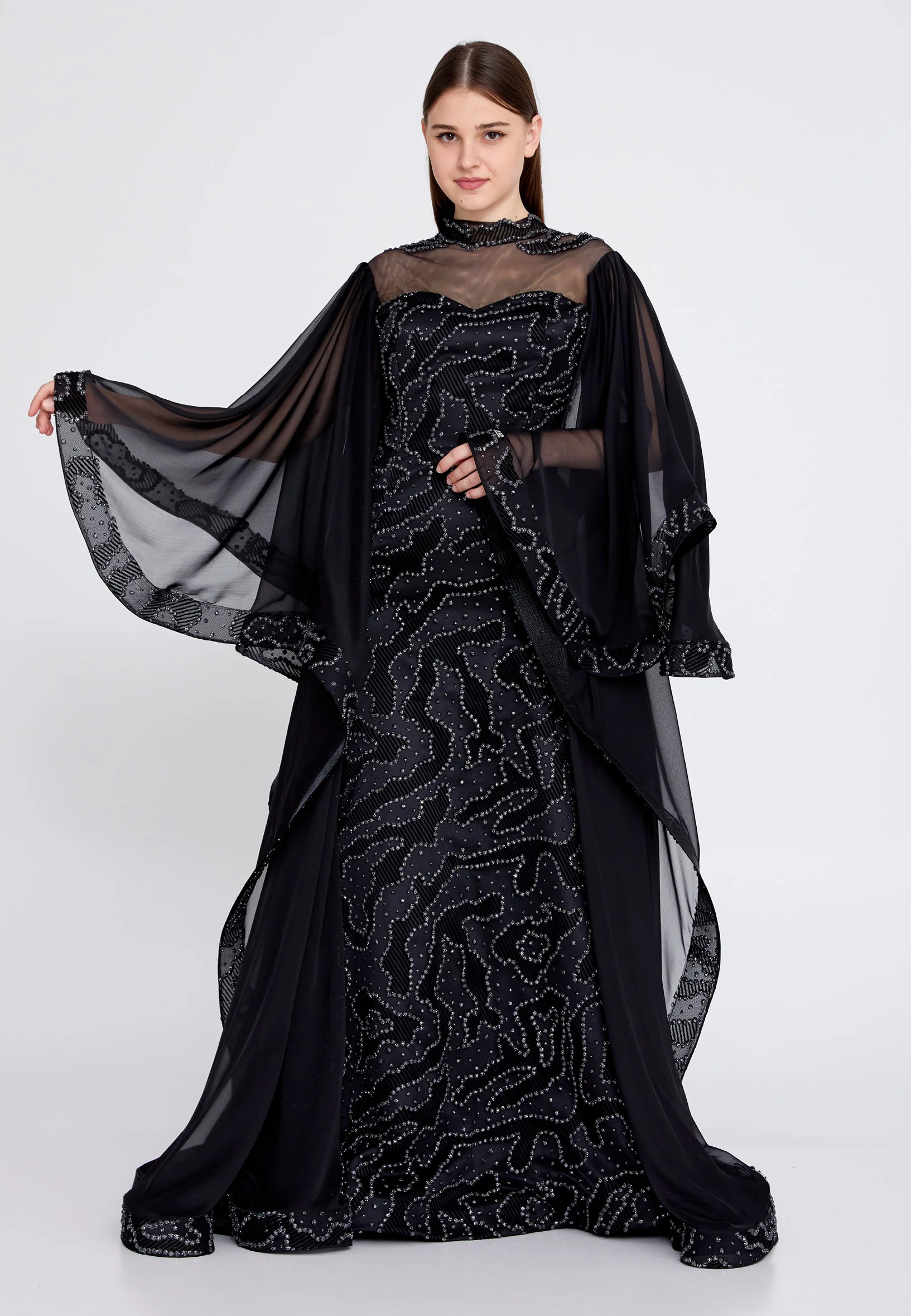 Long Sleeve Maxi Chiffon Mermaid Regular Prom Dress mtn2242 - Image 9