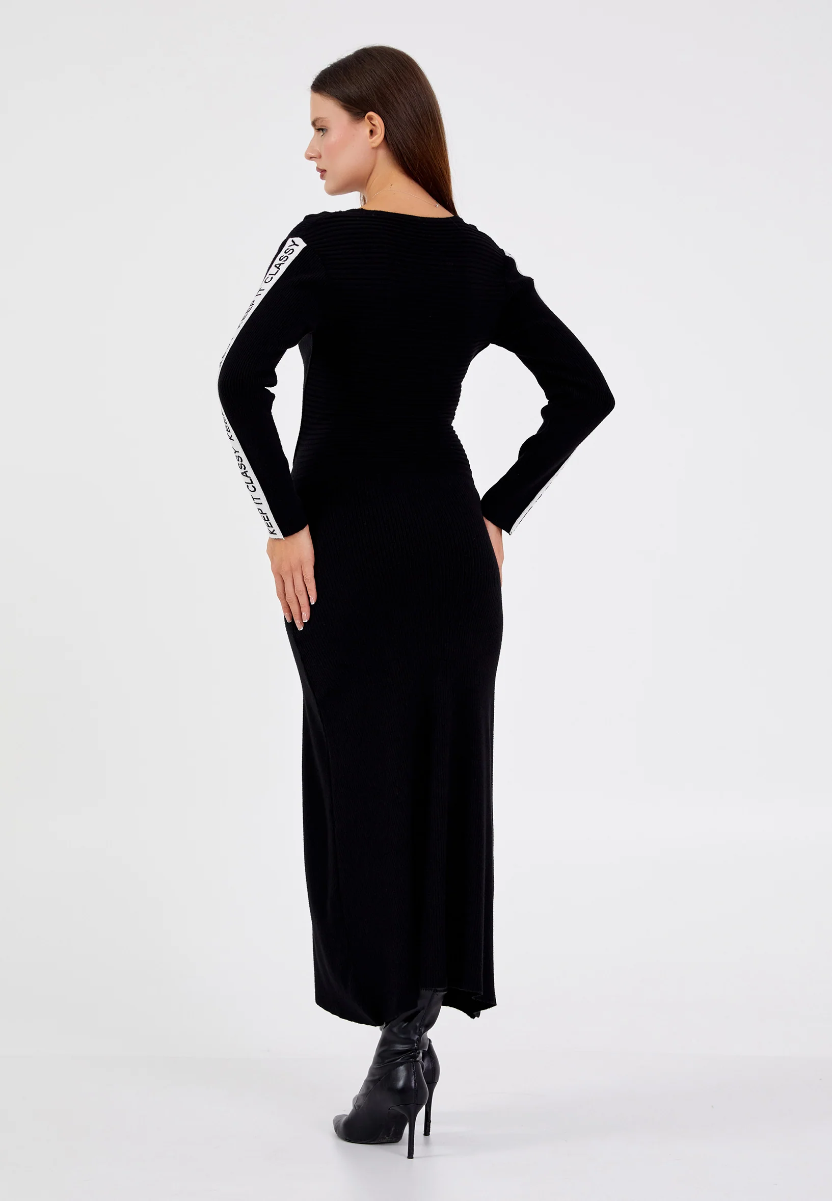Long Sleeve Maxi Cotton Column Regular Casual Dress ber22k9106-1 - Image 2