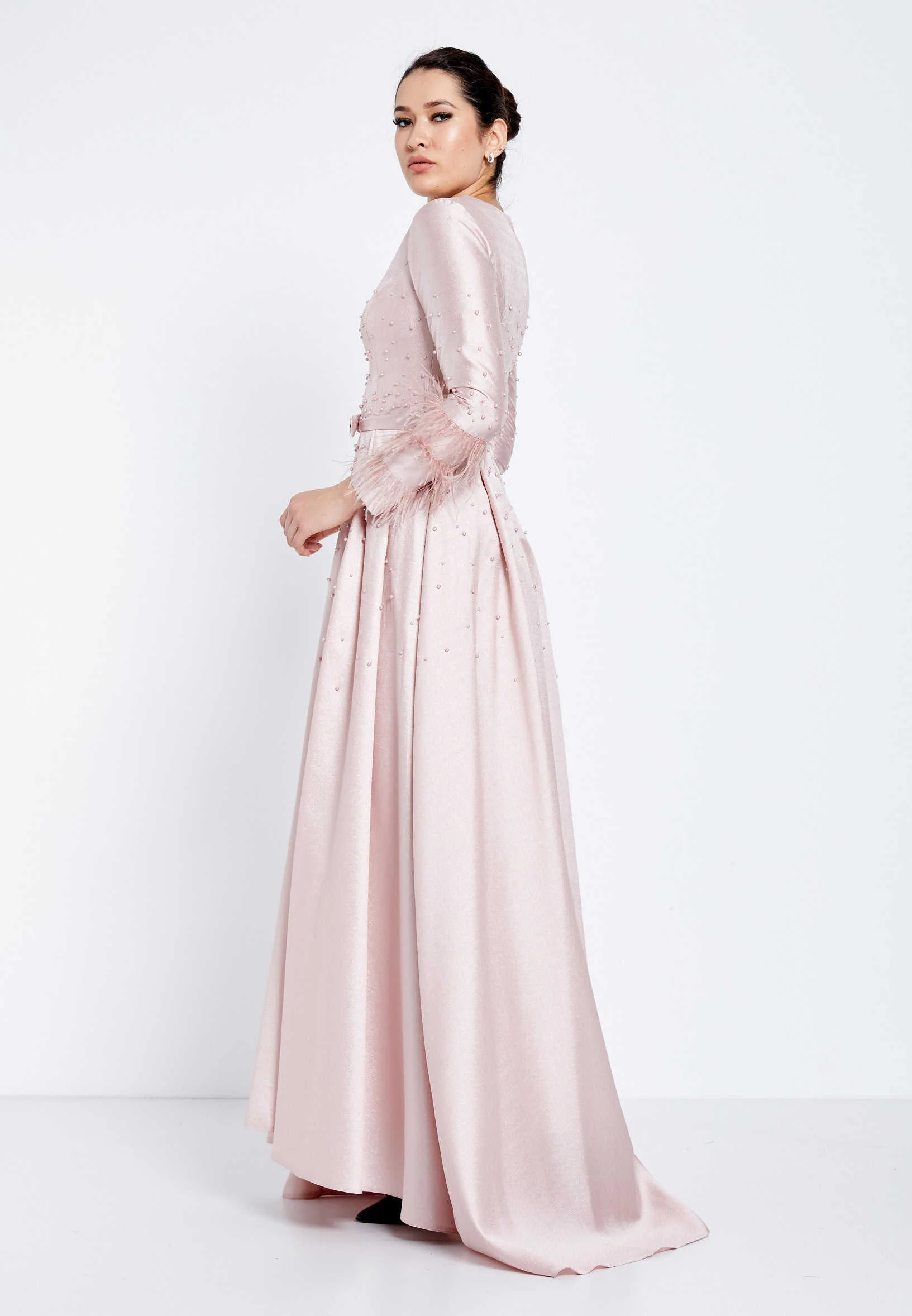 Long Sleeve Maxi Crepe A - Line Regular Evening Dress efl20255 - Image 11