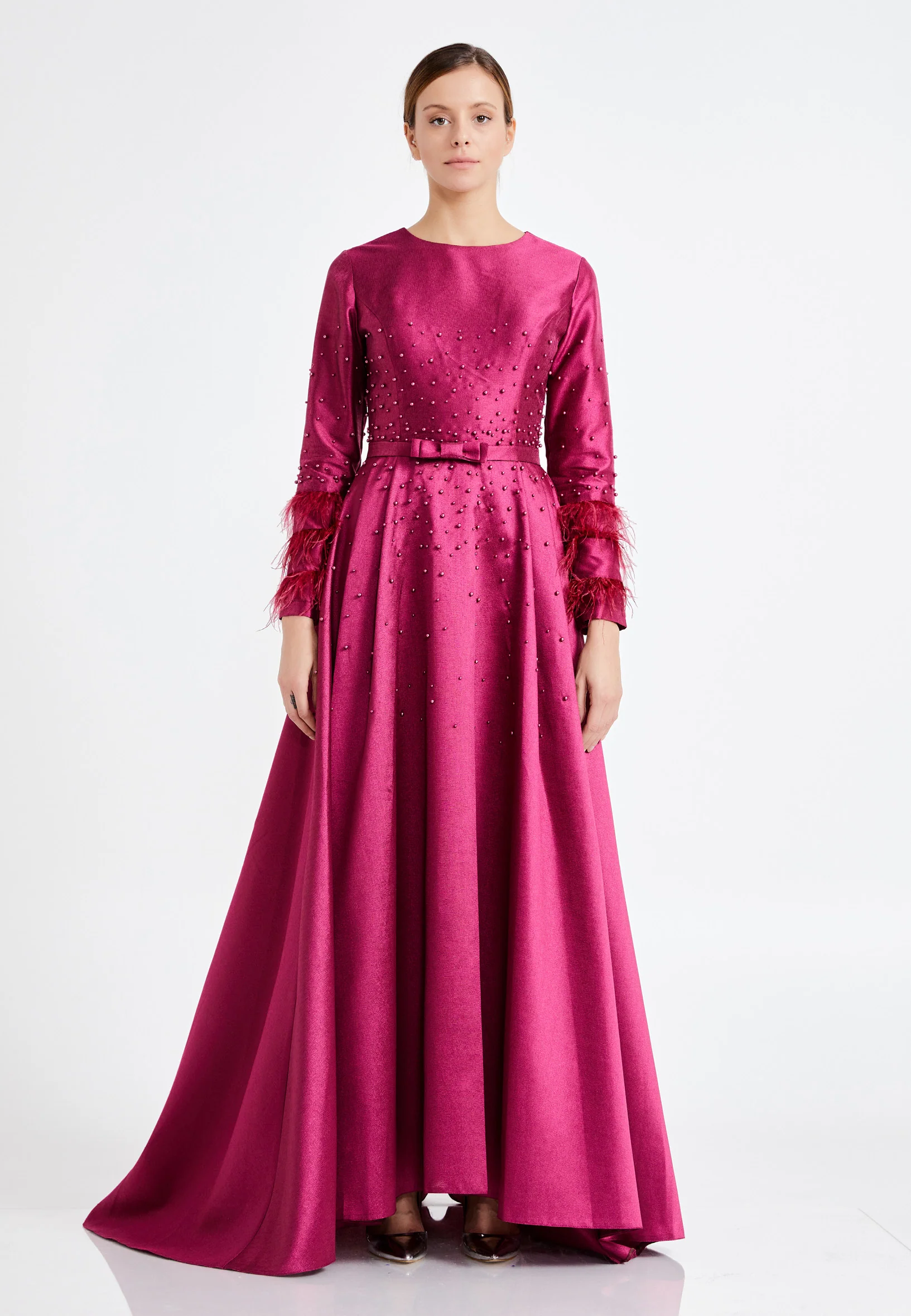 Long Sleeve Maxi Crepe A - Line Regular Evening Dress efl20255 - Image 13