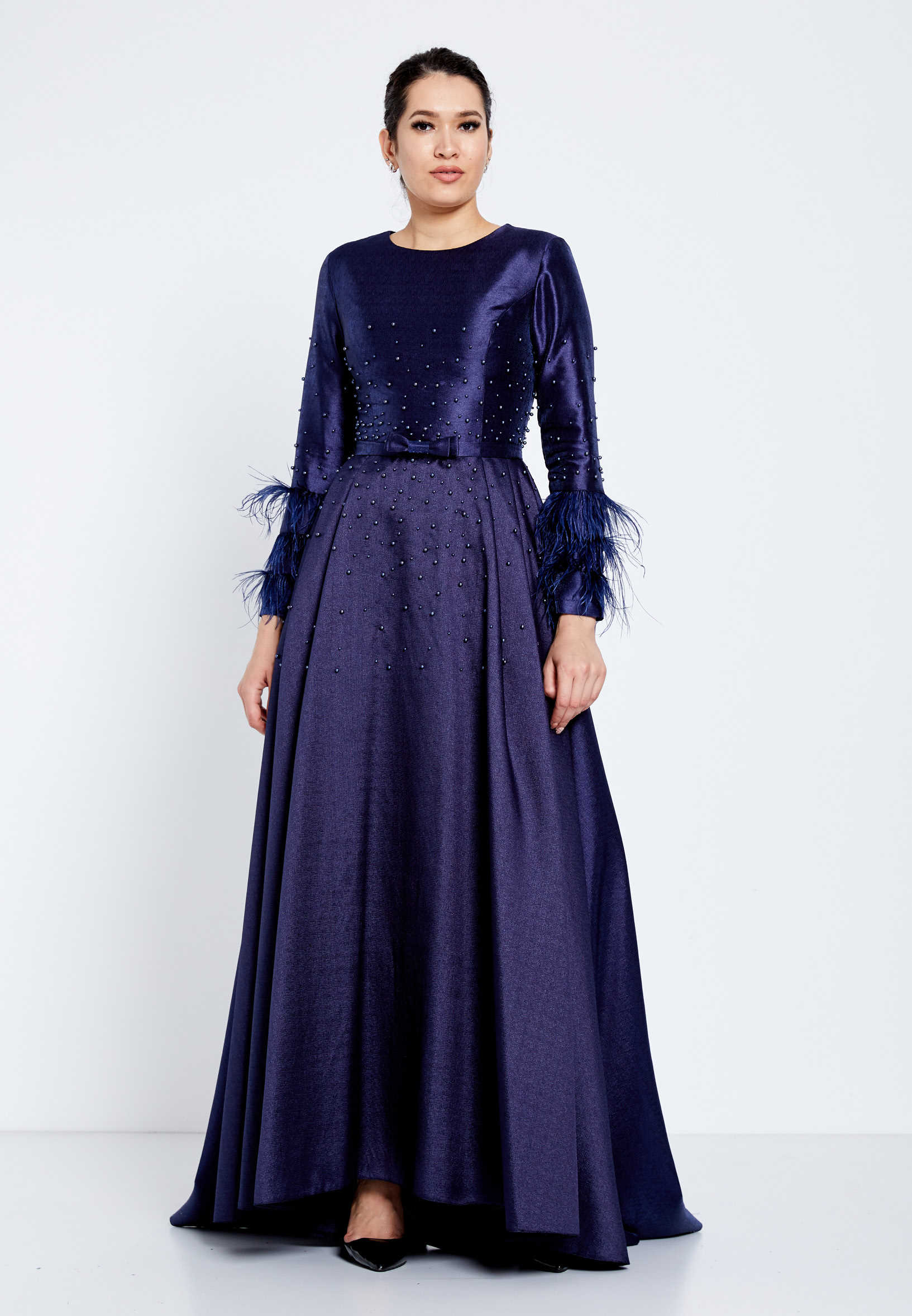 Long Sleeve Maxi Crepe A - Line Regular Evening Dress efl20255 - Image 5