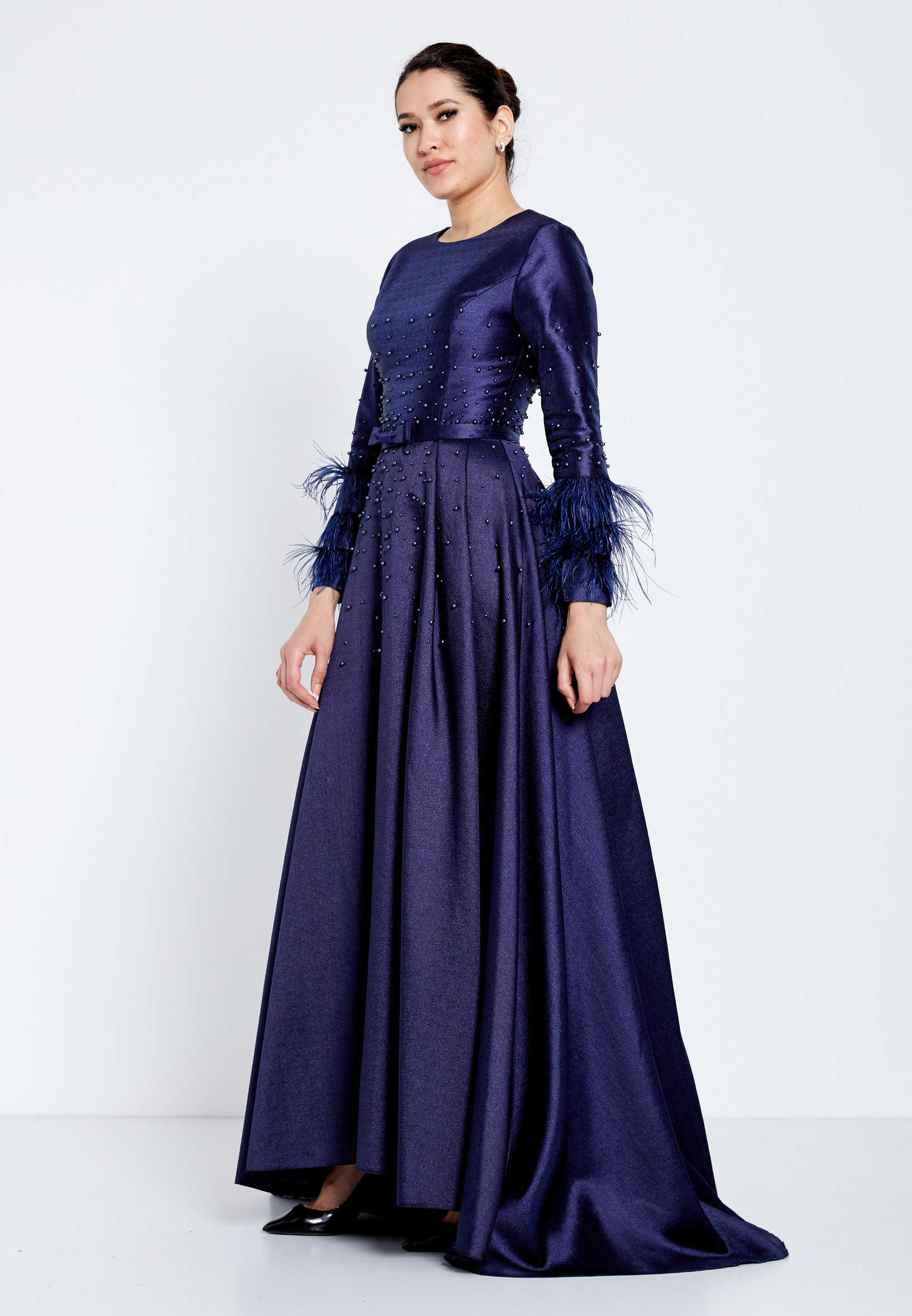 Long Sleeve Maxi Crepe A - Line Regular Evening Dress efl20255 - Image 7