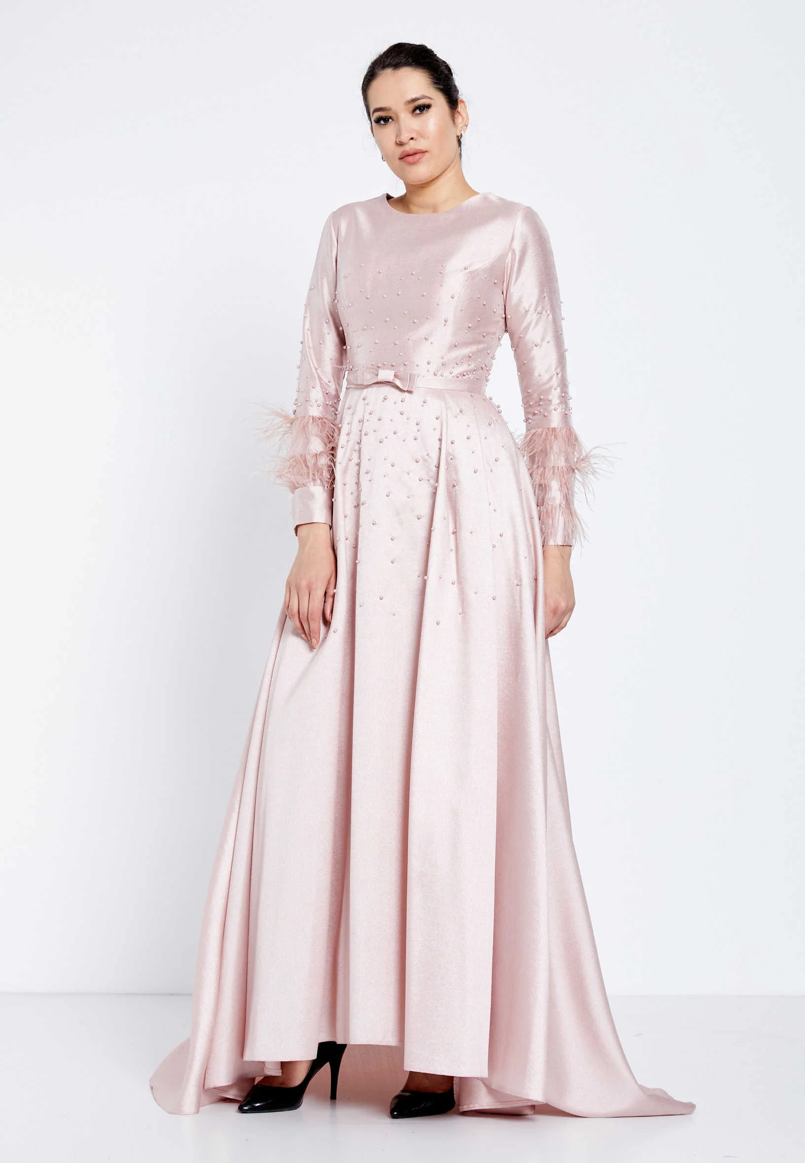 Long Sleeve Maxi Crepe A - Line Regular Evening Dress efl20255 - Image 9