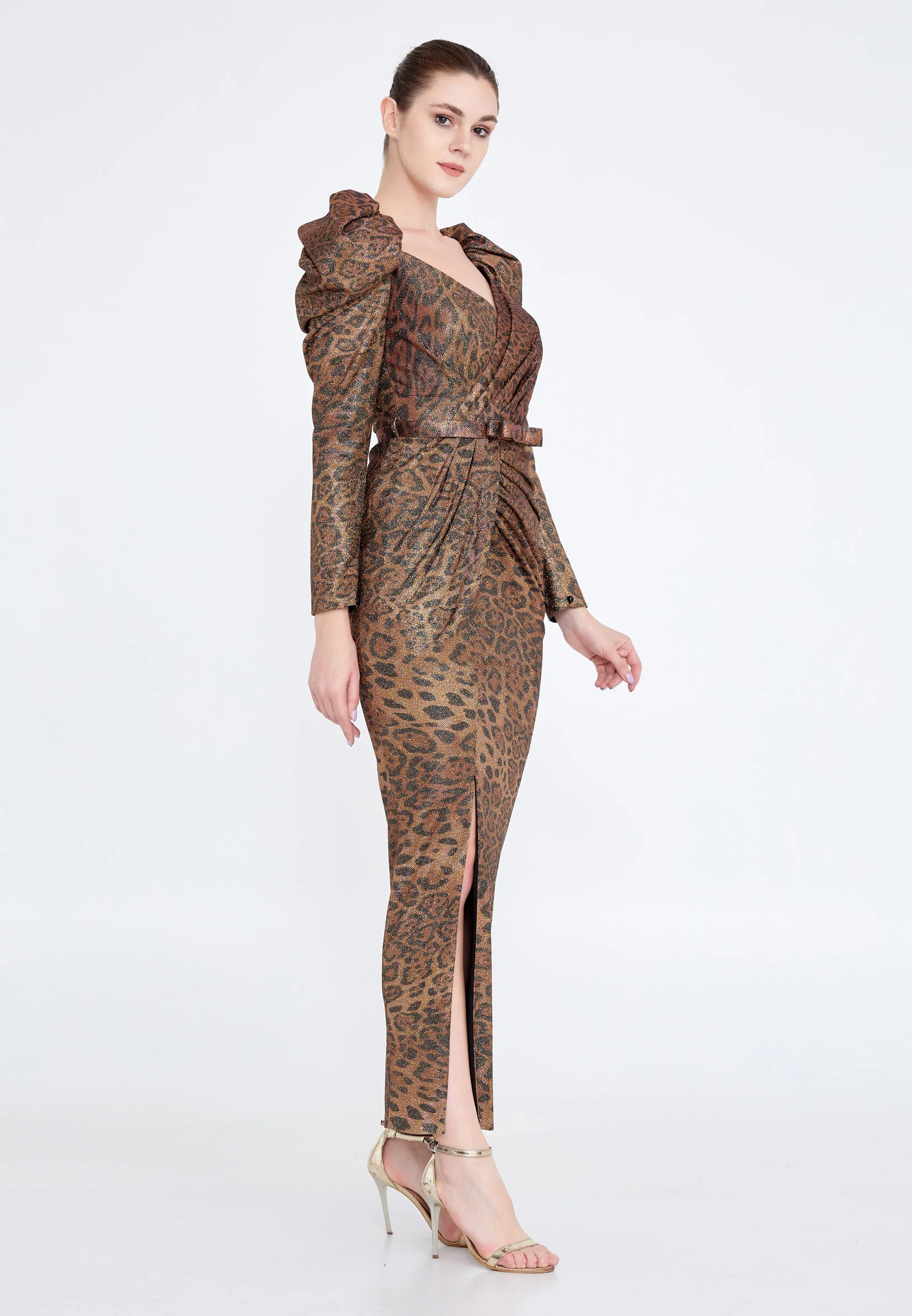 Long Sleeve Maxi Crepe Bodycon Regular Wedding Guest Dress crm8836 - Image 3