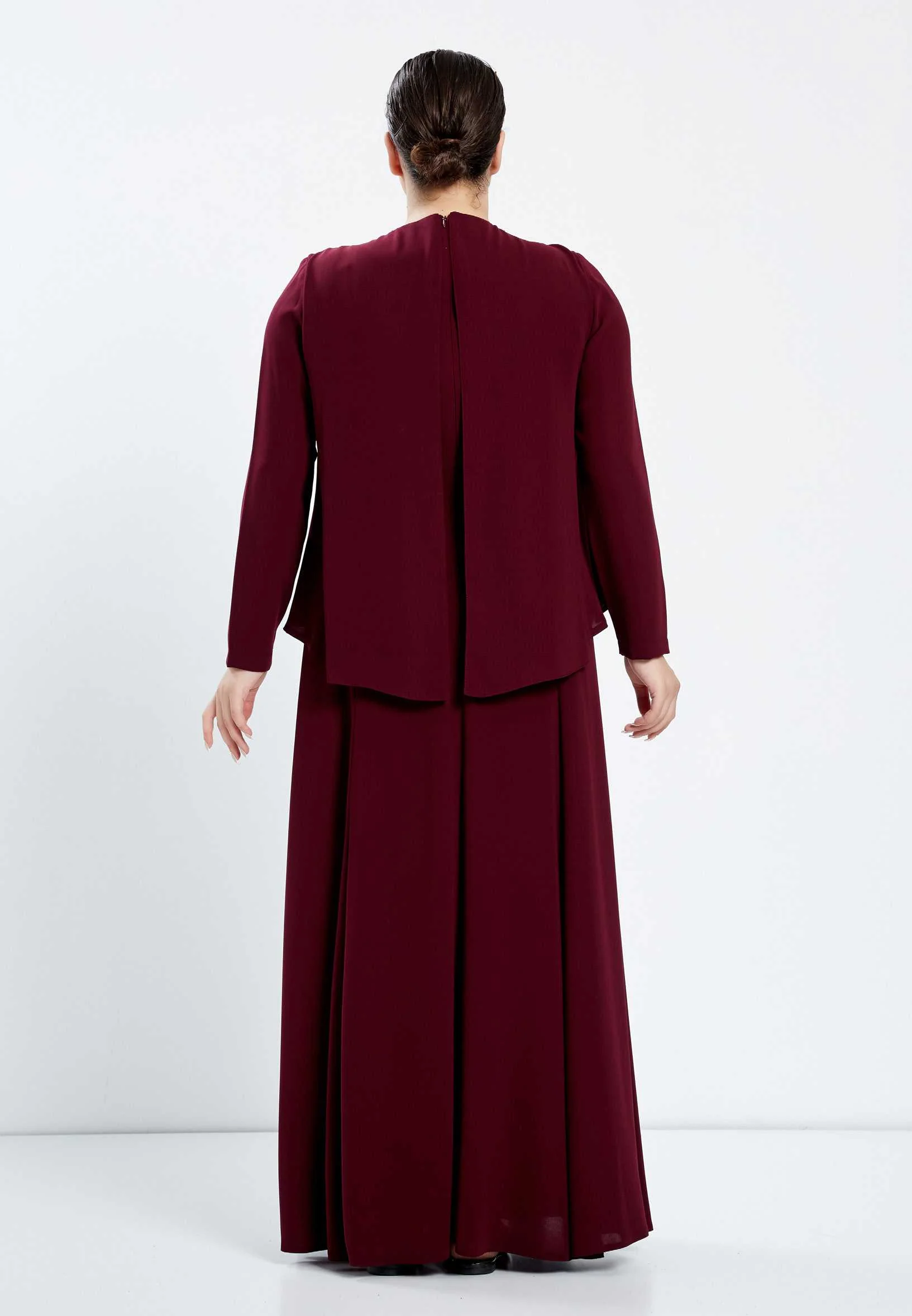 Long Sleeve Maxi Crepe Column Plus Size Evening Dress efl9254-bb - Image 2