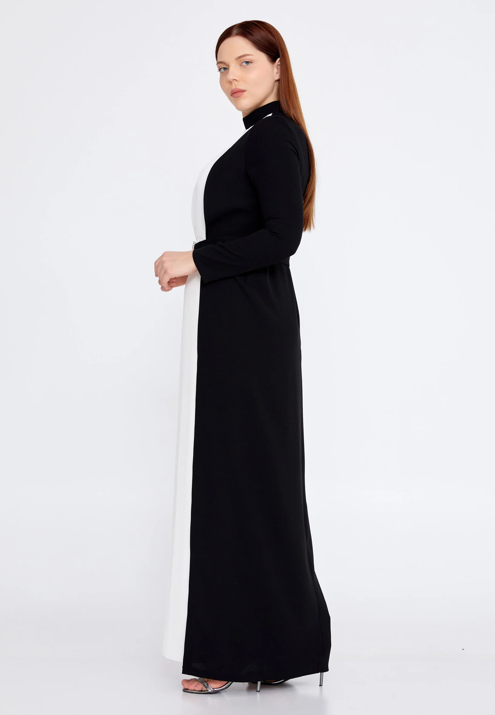 Long Sleeve Maxi Crepe Column Plus Size Evening Dress leq2205 - Image 3