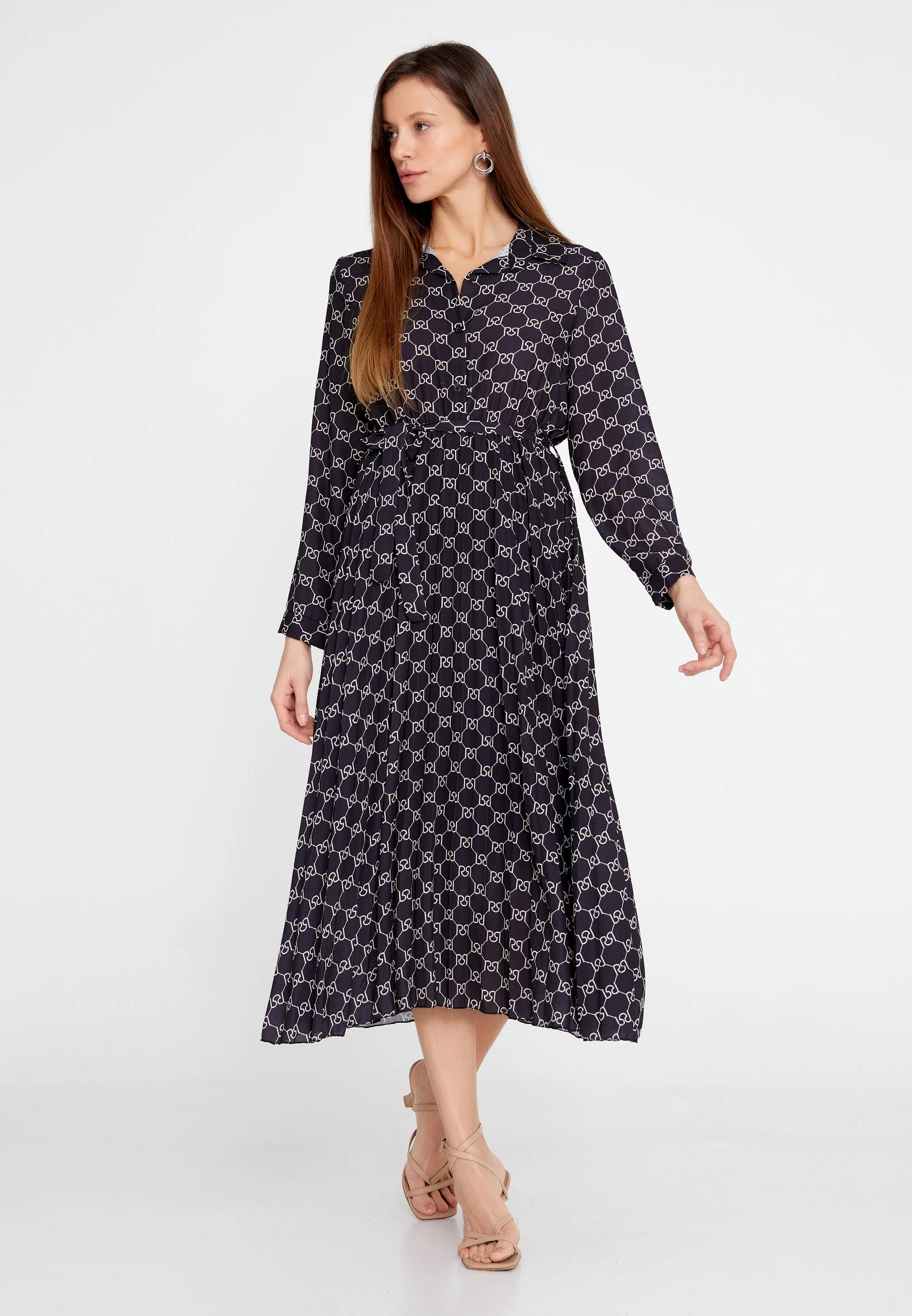 Long Sleeve Maxi Crepe Column Regular Casual Dress esldw71