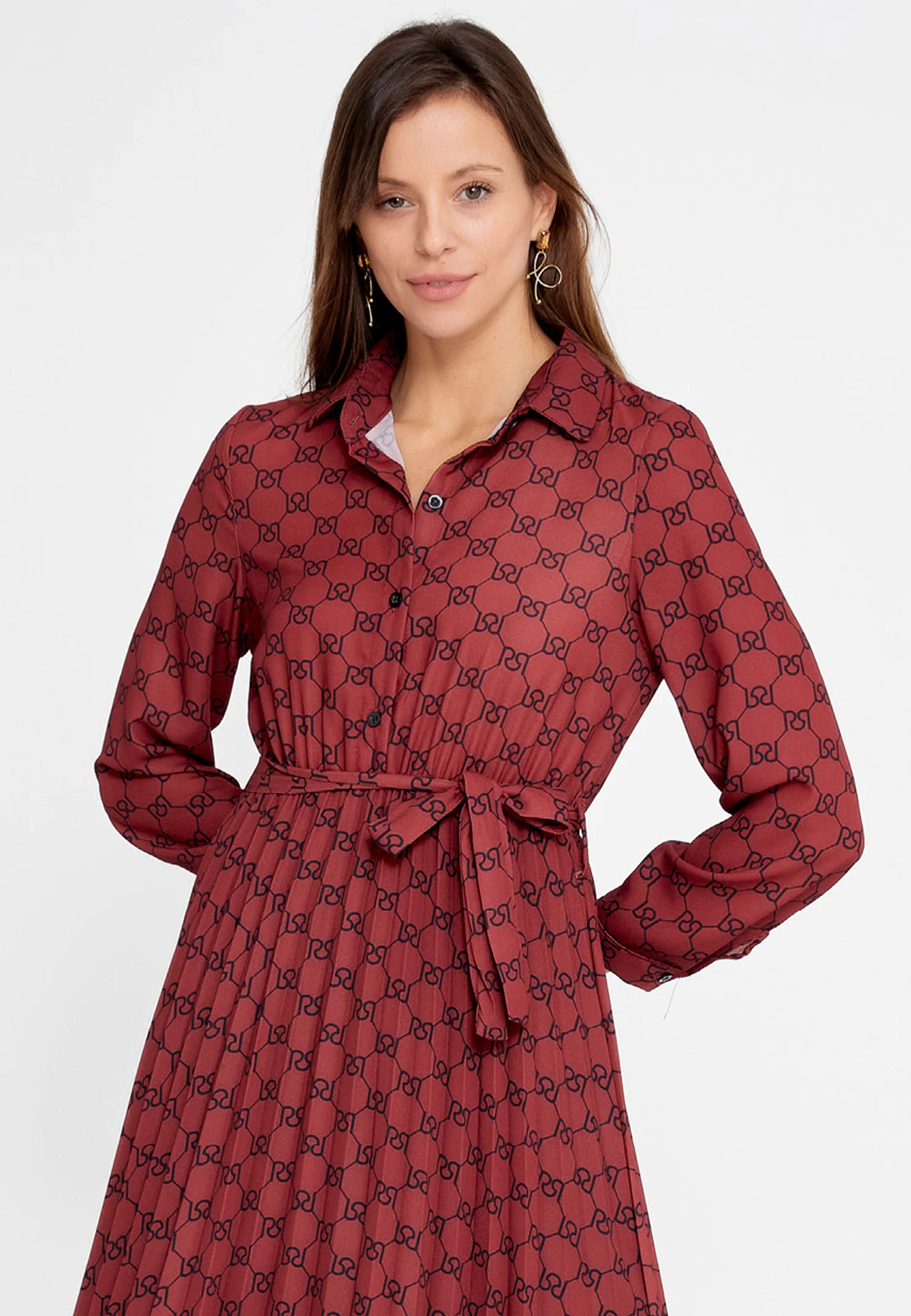 Long Sleeve Maxi Crepe Column Regular Casual Dress esldw71 - Image 12